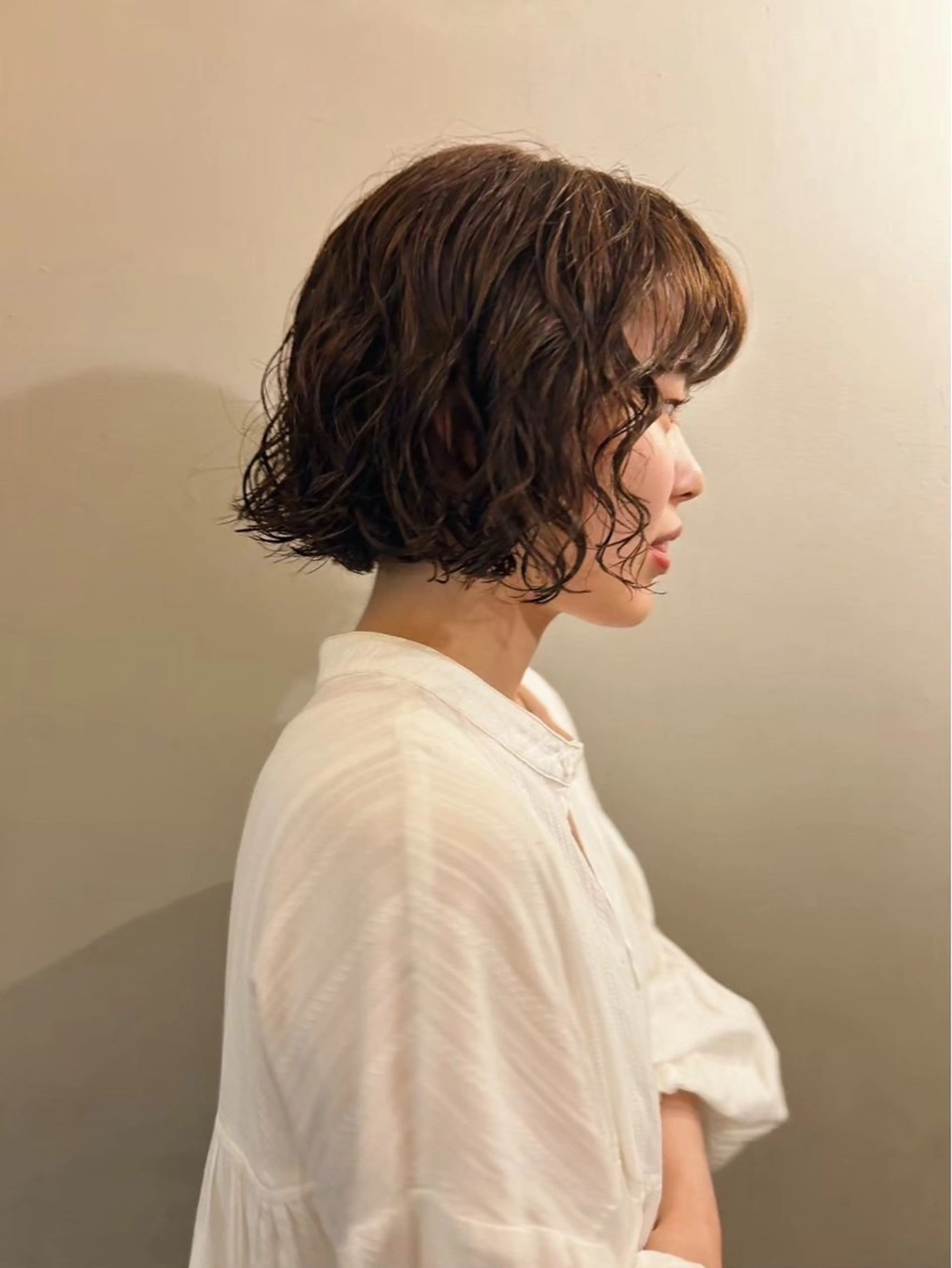 ミディアム パーマ ミディアムパーマ 縮毛矯正 ブリーチカラー 🪷なりたりみのヘアスタイル