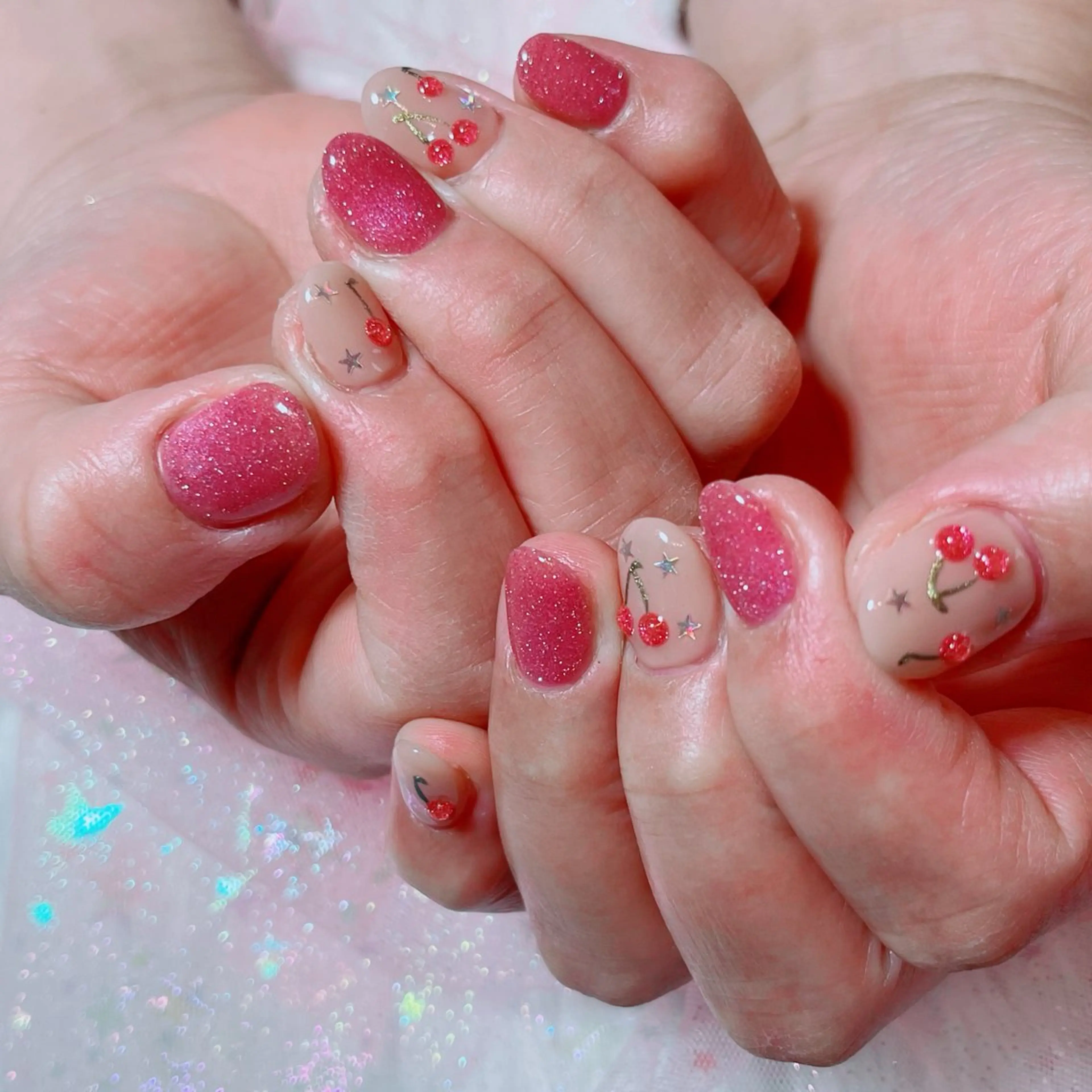 ネイル フラッシュネイル マグネットネイル ピンク 春ネイル ruirui.naildesign所属・RUI ☆のネイルデザイン