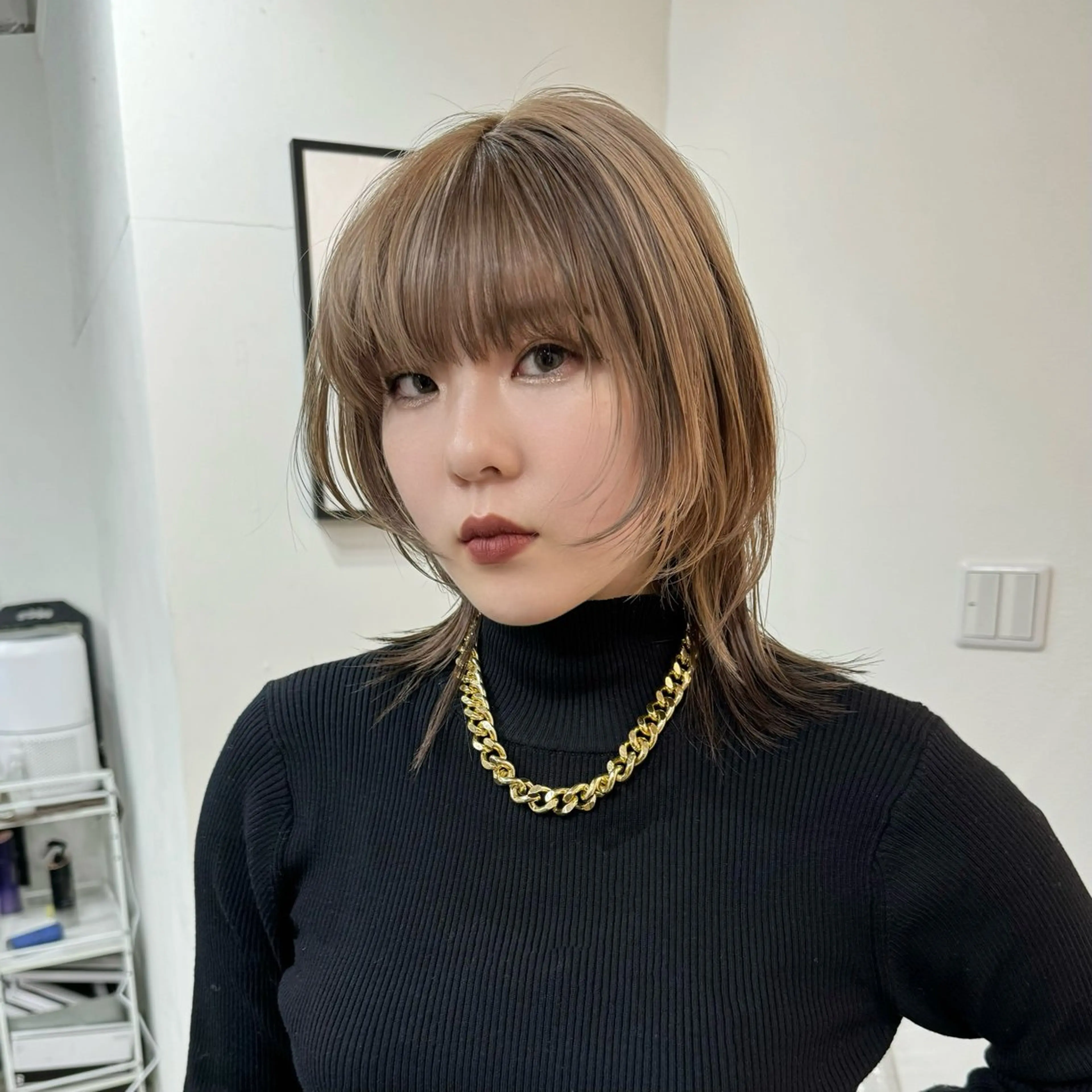 ミディアム カラー 透明感ワンカラー梅田 ダブルカラー/川上のヘアスタイル