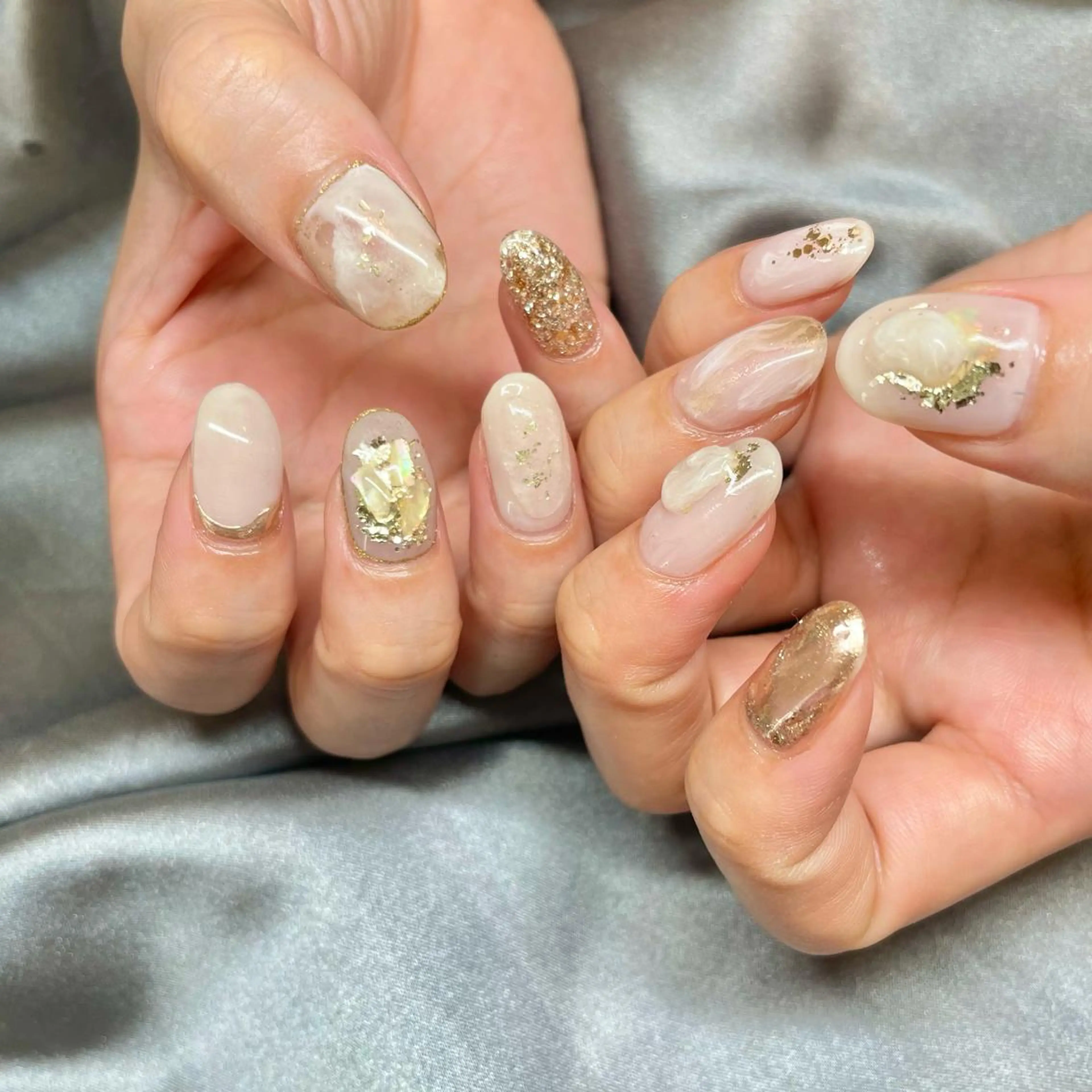 ミディアム カラー パーマ ヘアアレンジ メンズ キッズ ネイル マツエク・マツパ クリアネイル ホワイト ハンドネイル ハンドケア nail&eye Aoのマツエク・マツパデザイン