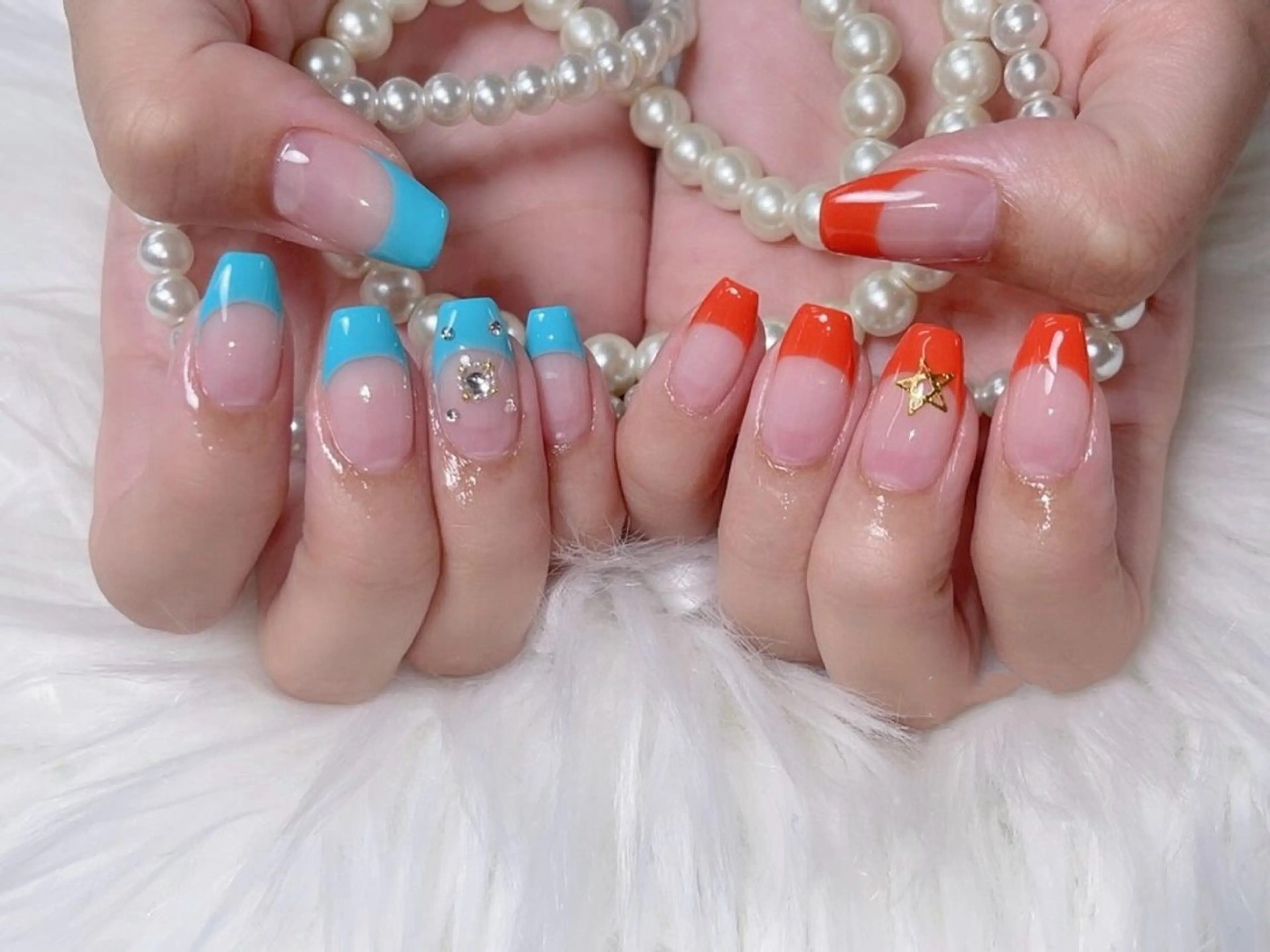 メンズ ネイル アートネイル フレンチネイル ジェルネイル キラキラネイル パラジェル ハンドネイル Bloom スカルプ専門店のネイルデザイン