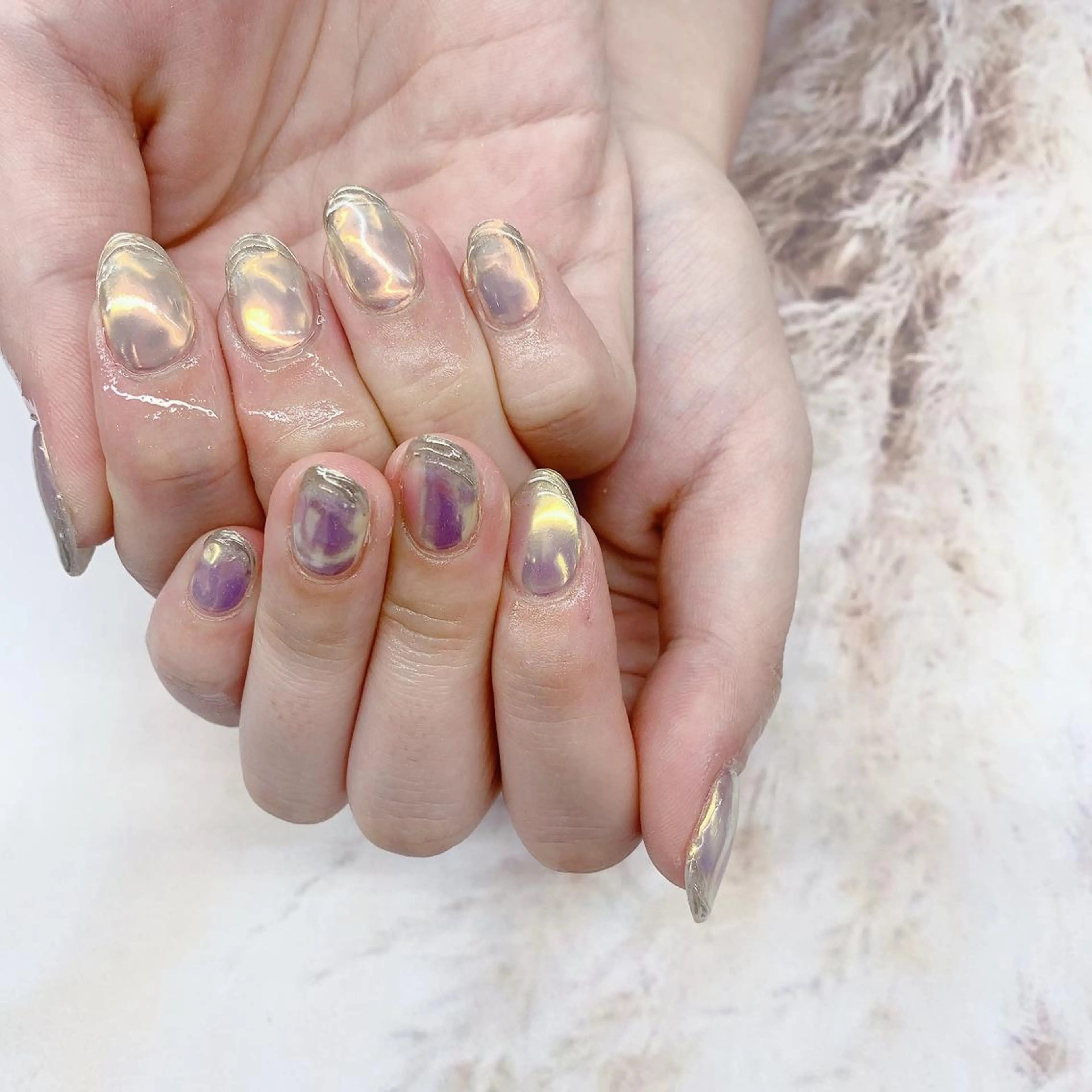 ネイル オーロラネイル ミラーネイル さくら所属・Nailist Risaのネイルデザイン