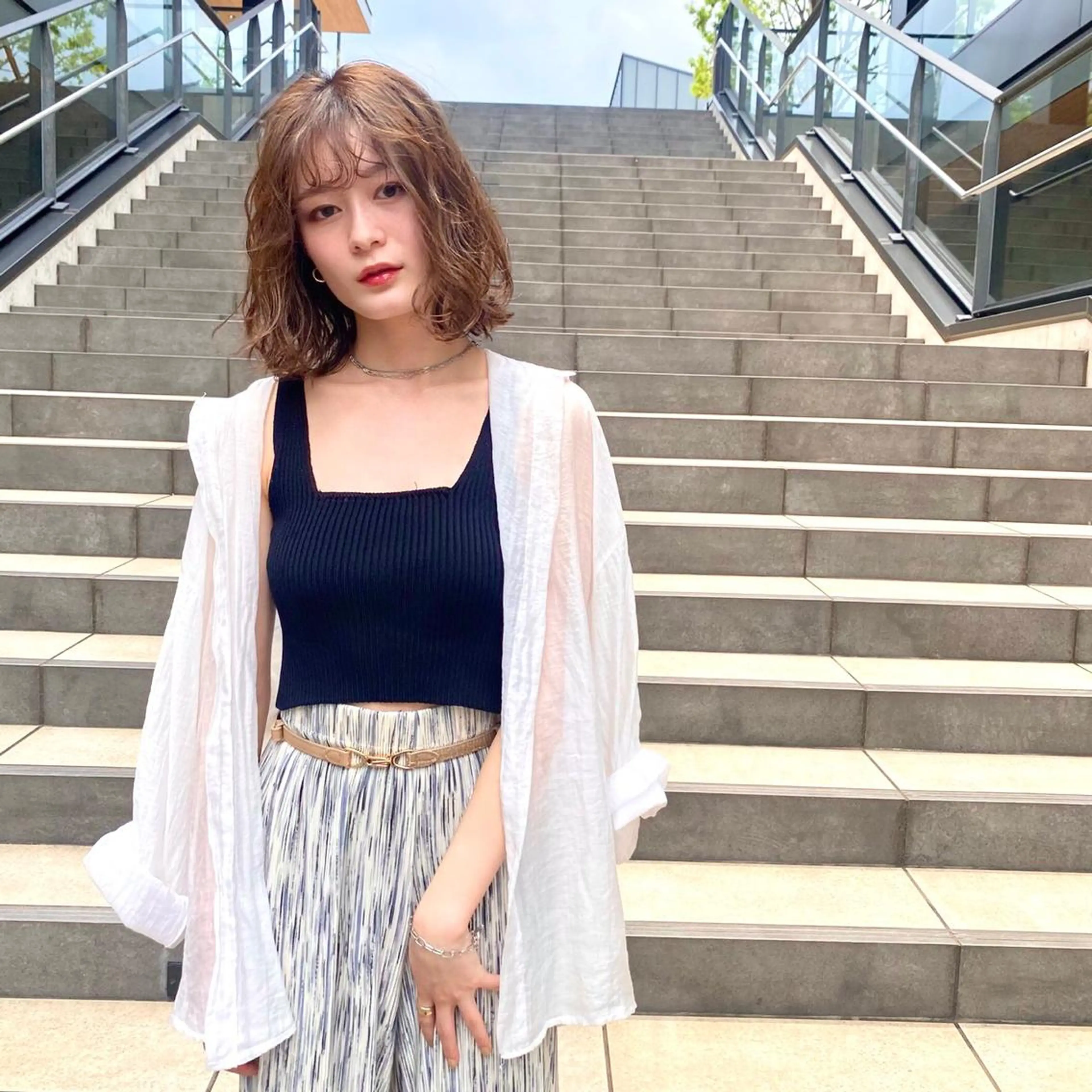 ミディアム カラー ヘアアレンジ 金森 斗夢のヘアスタイル