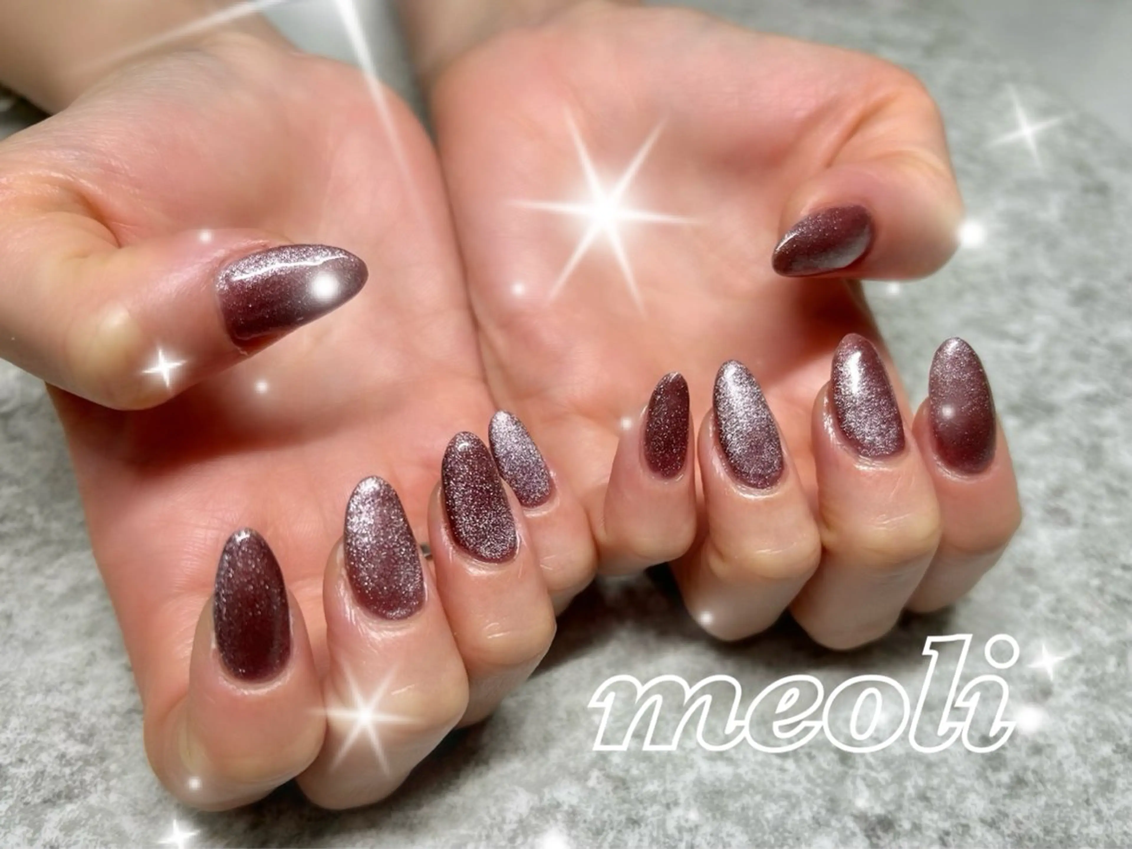 ネイル キラキラネイル マグネットネイル nail salon meoli　アヤのネイルデザイン