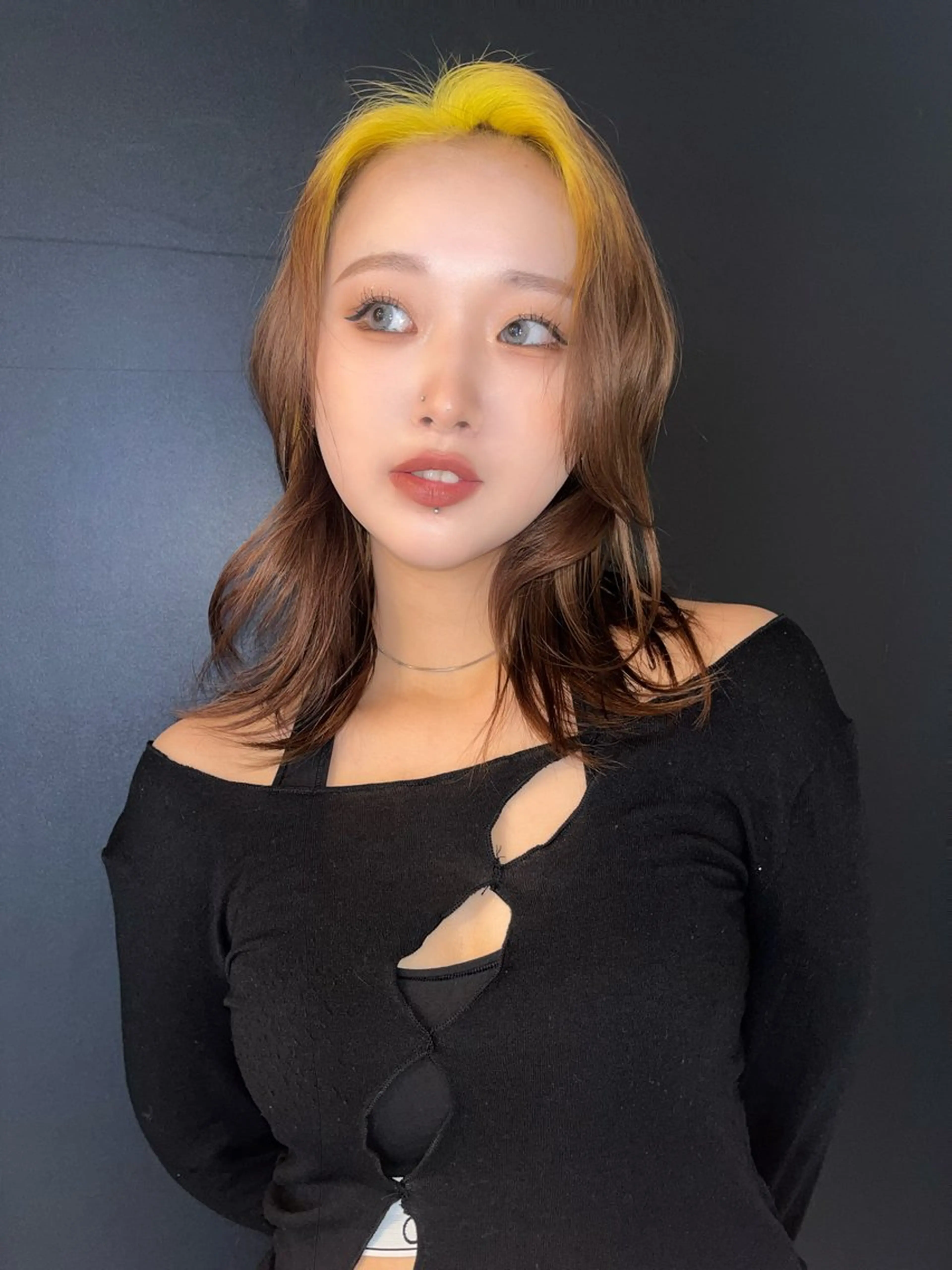 セミロング カラー ヘアアレンジ ヘアカラー @kyoniyy KYONIのヘアスタイル