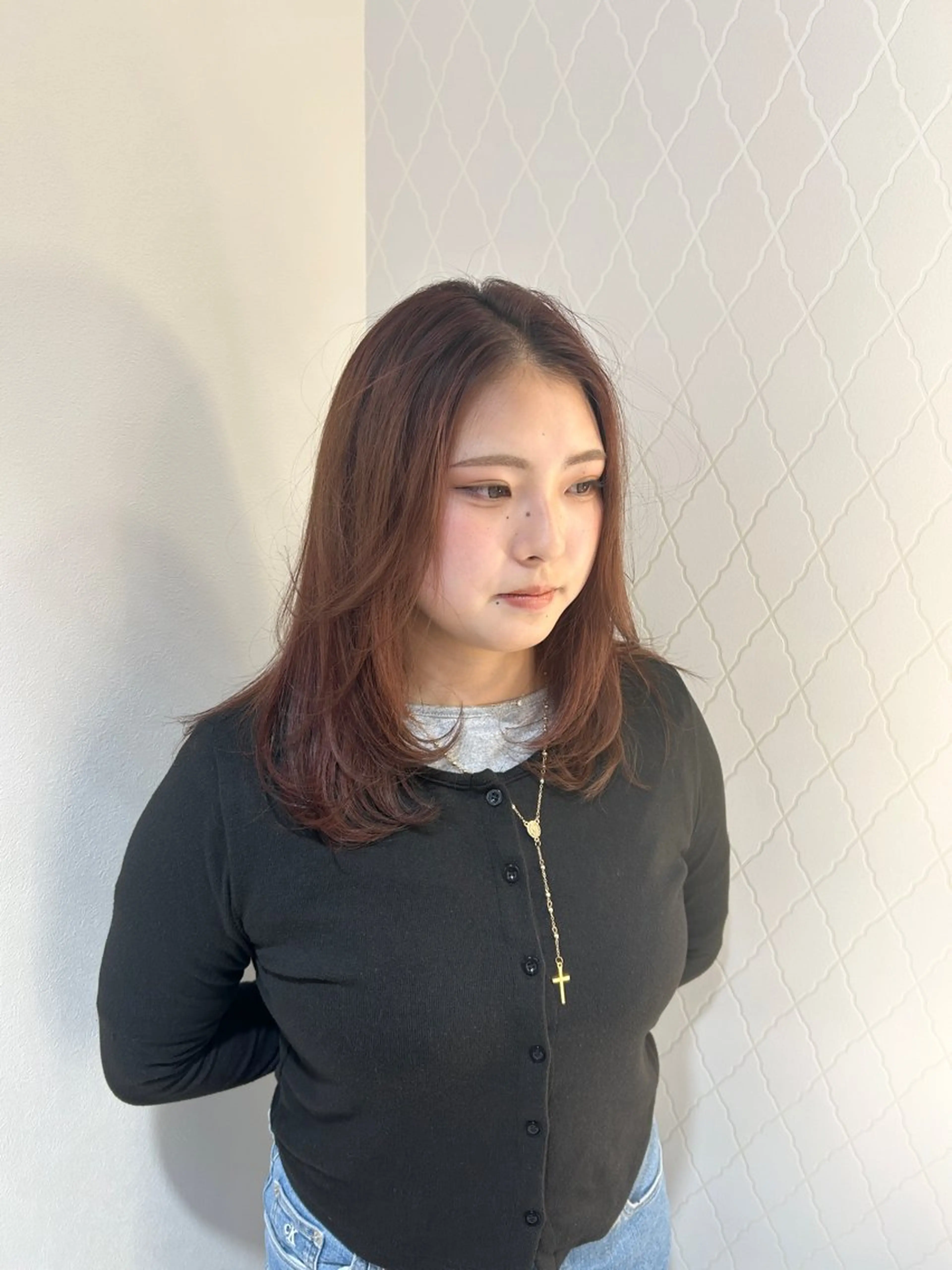 セミロング カラー カット ヘアカラー ヘアーメイクウィル野田阪神店所属・Yuu/レイヤー/ ハイライト/髪質改善のヘアスタイル