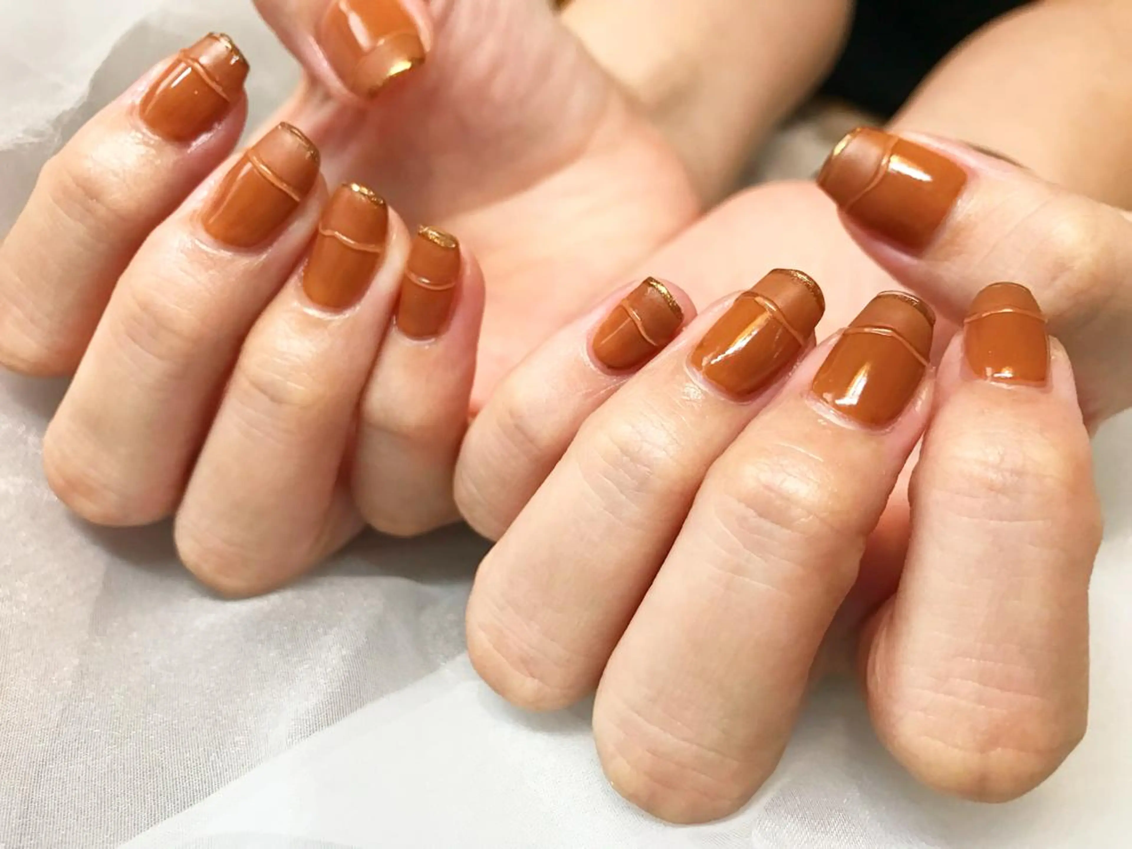 ネイル ブラウン ハンドネイル フットネイル GéRanium Harukaのネイルデザイン