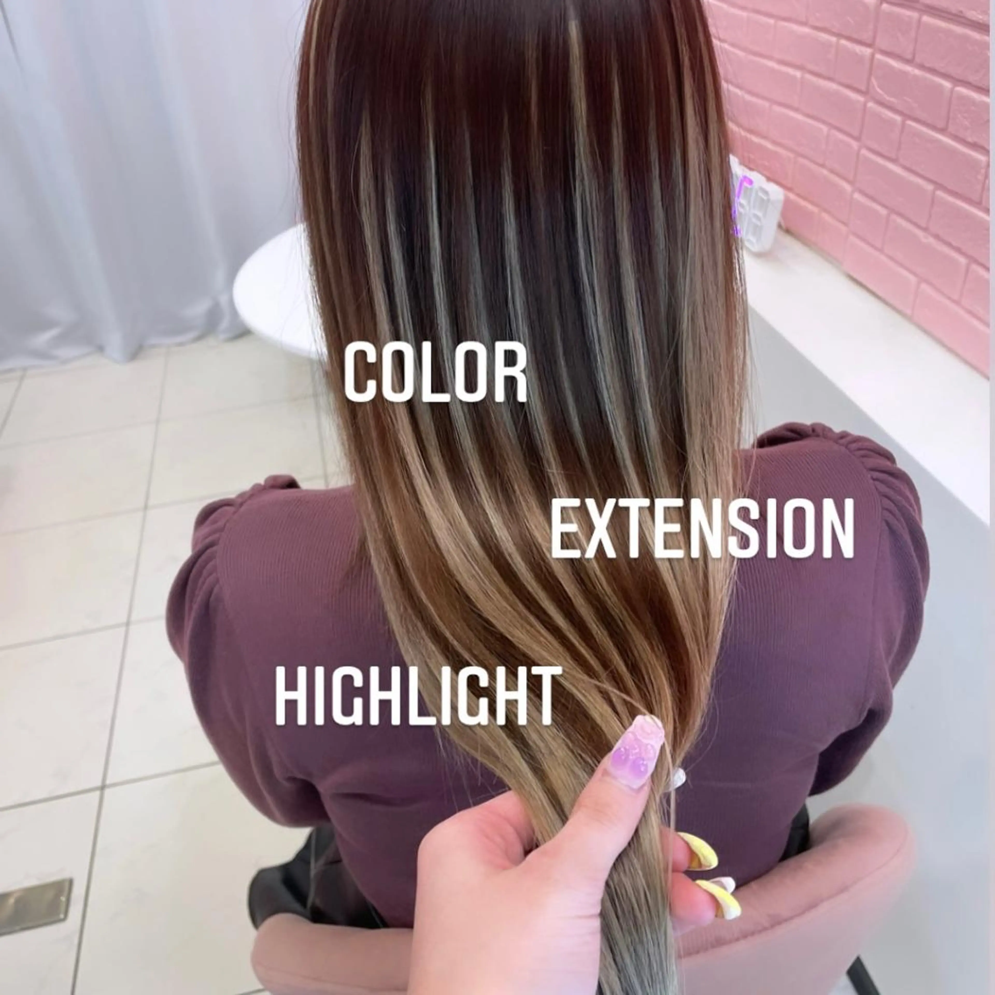 ロング カラー ヘアカラー エクステ エクステ🩵ブリーチ 韓国ヘア🩵KAEのヘアスタイル