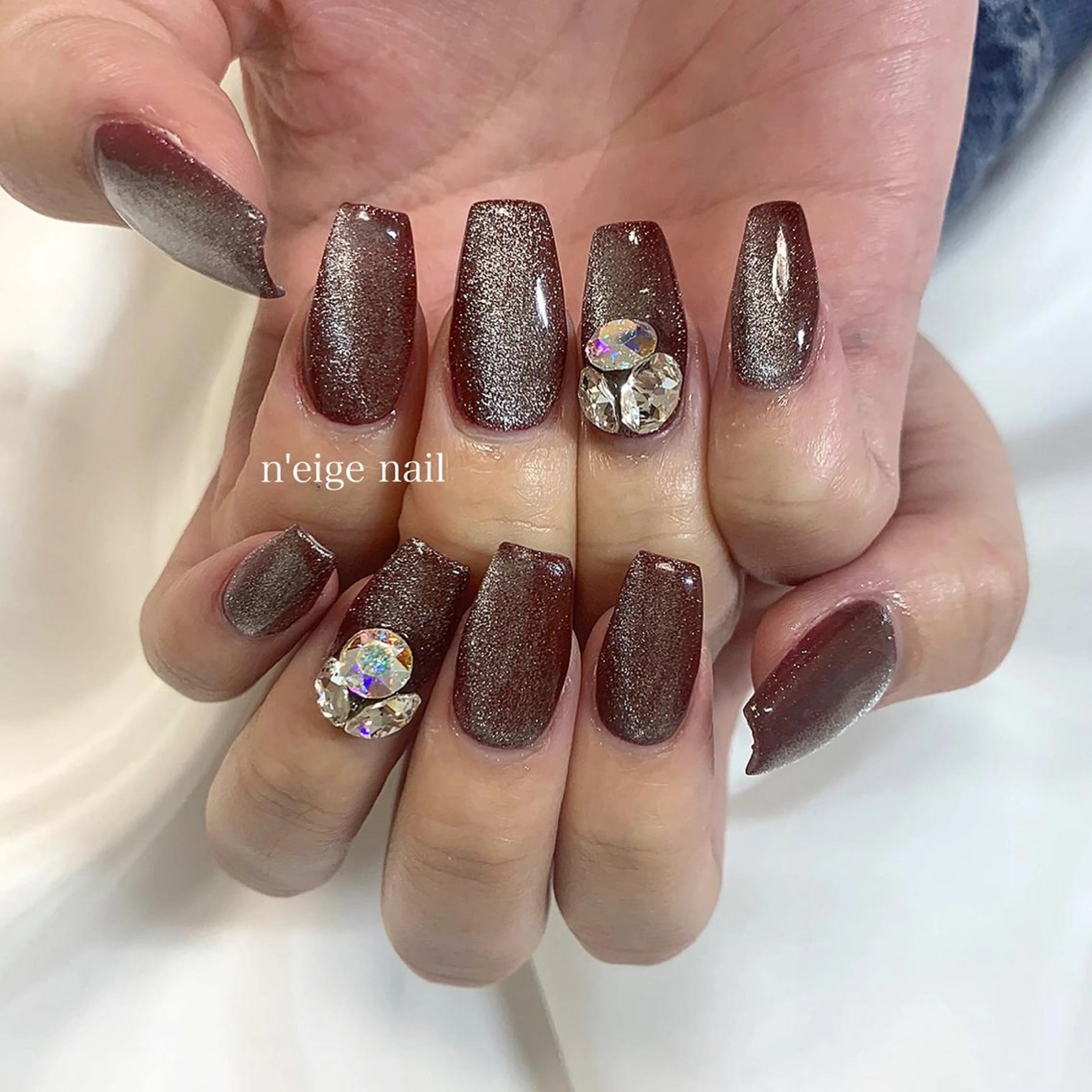 ネイル アートネイル ハート キラキラネイル 韓国ネイル ニュアンスネイル n'eige nail所属・大谷 綾香のネイルデザイン