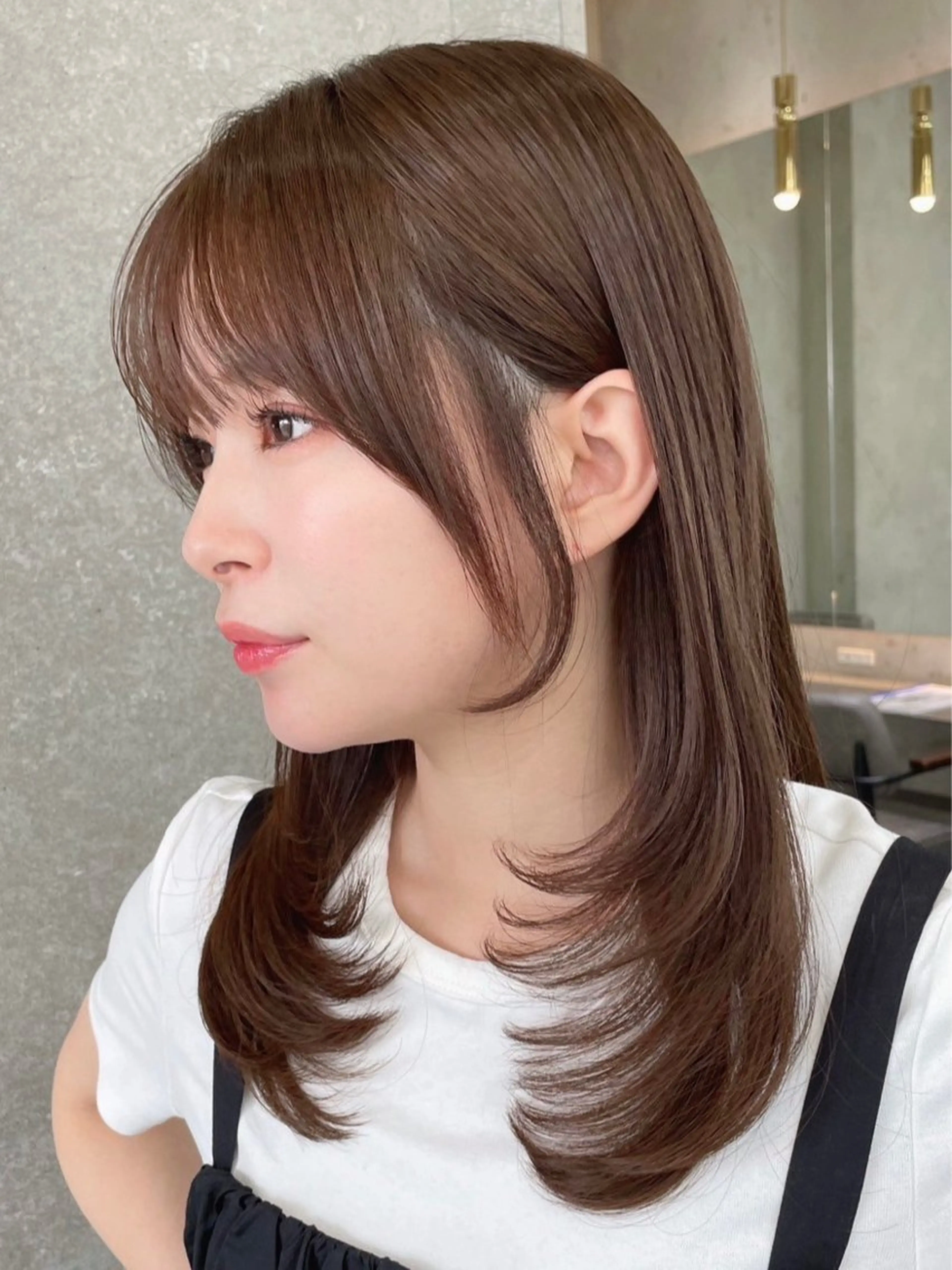 セミロング カラー カット 縮毛矯正 トリートメント 山崎/ボブ縮毛矯正 レイヤー髪質改善のヘアスタイル