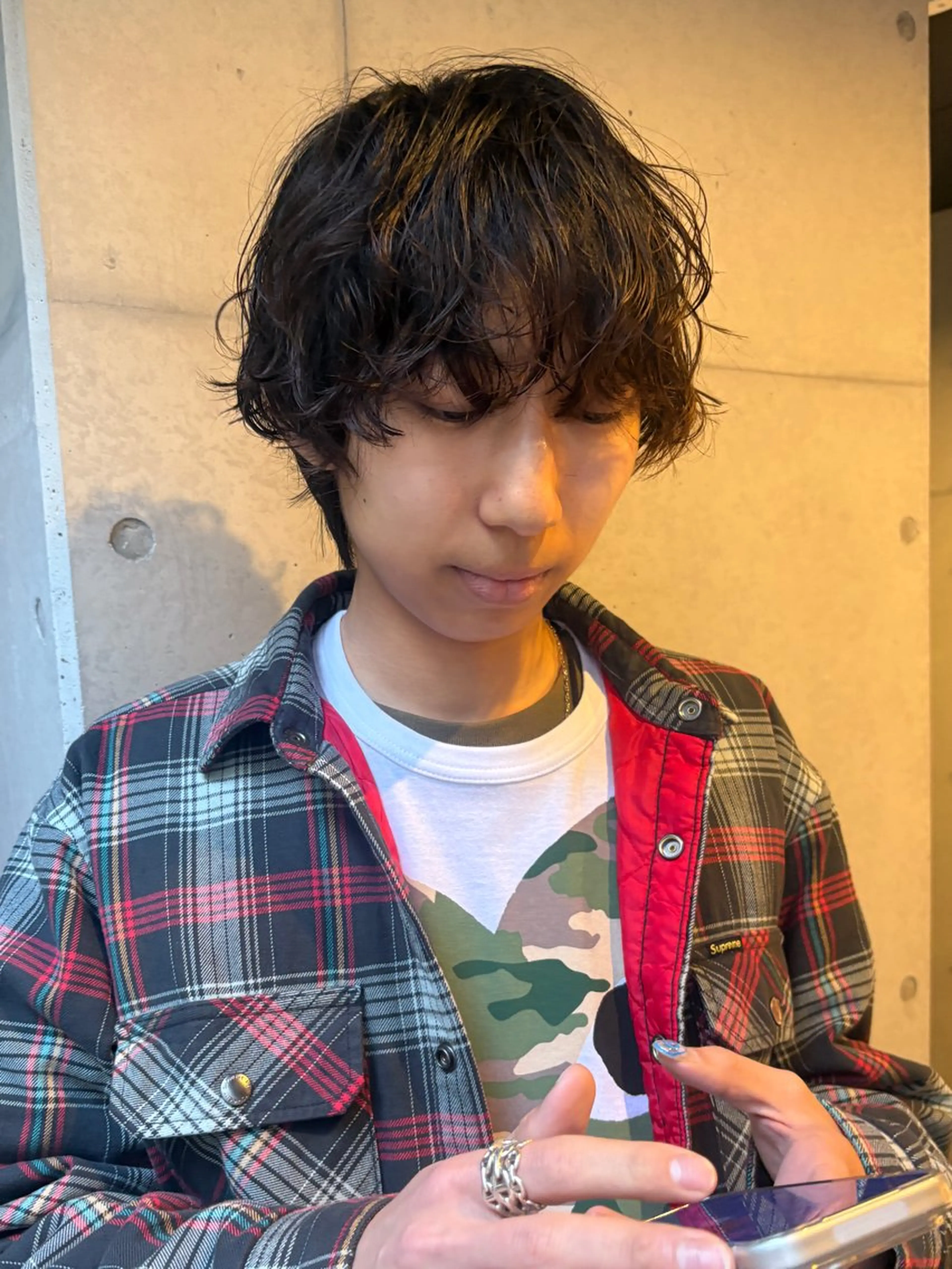 ミディアム カラー パーマ メンズ RIN／韓国ヘア レイヤーカットのヘアスタイル