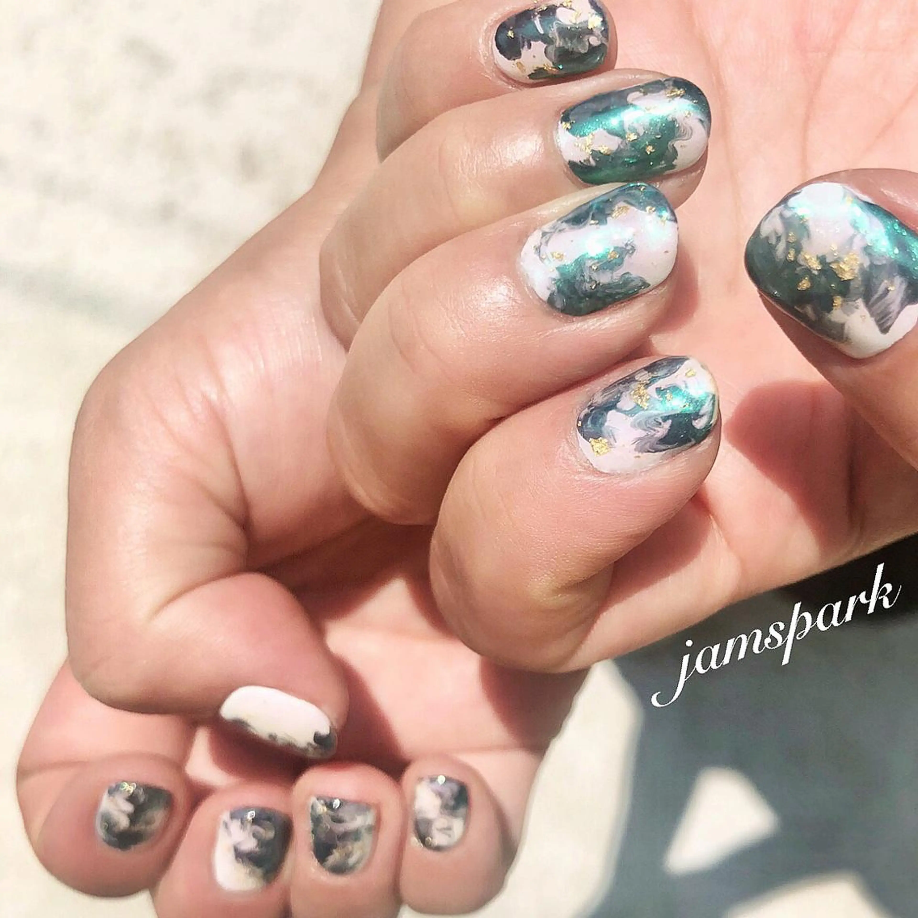 ネイル アートネイル 大理石ネイル(マーブル) ニュアンスネイル ショートネイル 春ネイル ハンドネイル jamspark ✨のネイルデザイン