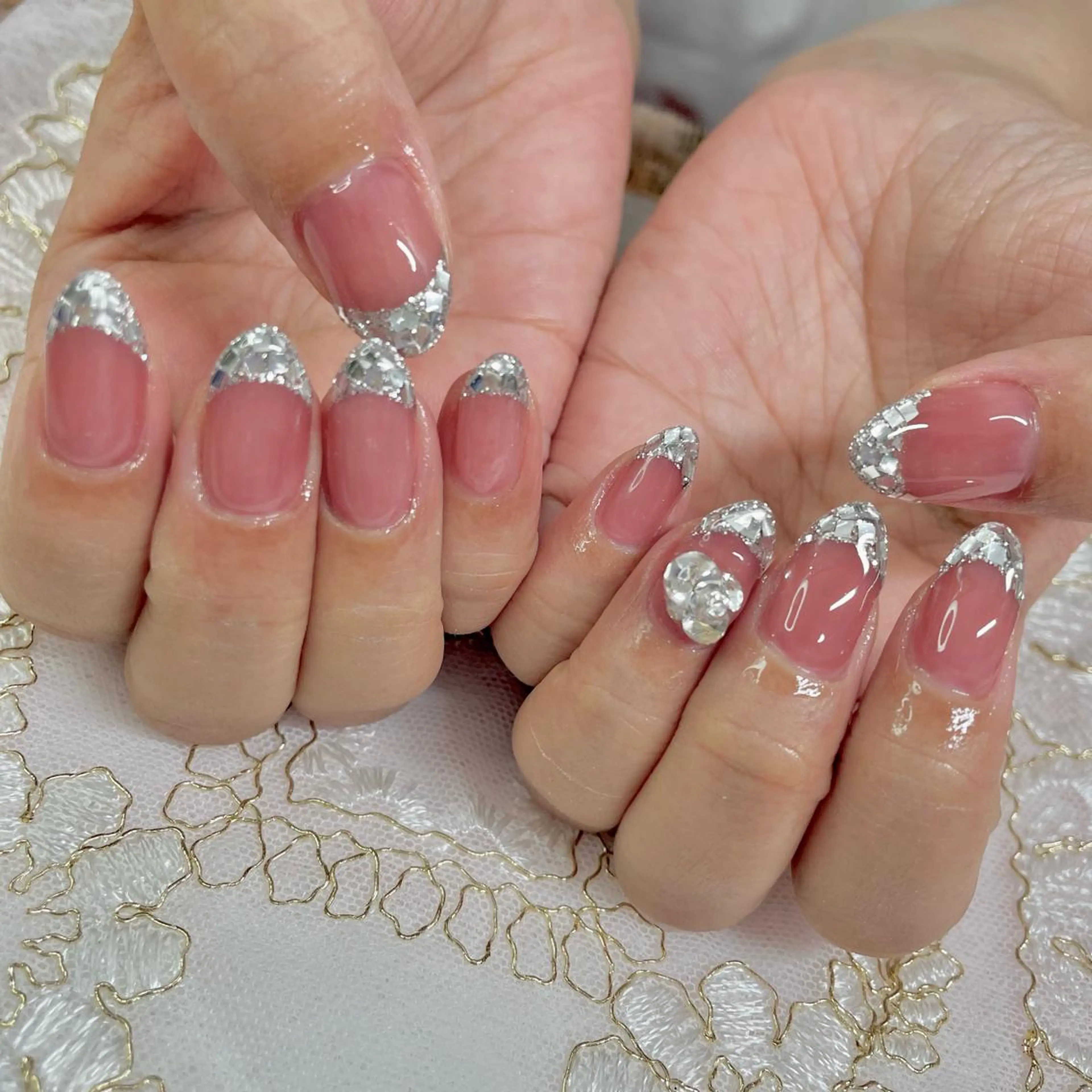 ネイル フレンチネイル ジェルネイル ガラスフレンチ J terrace Nailのネイルデザイン
