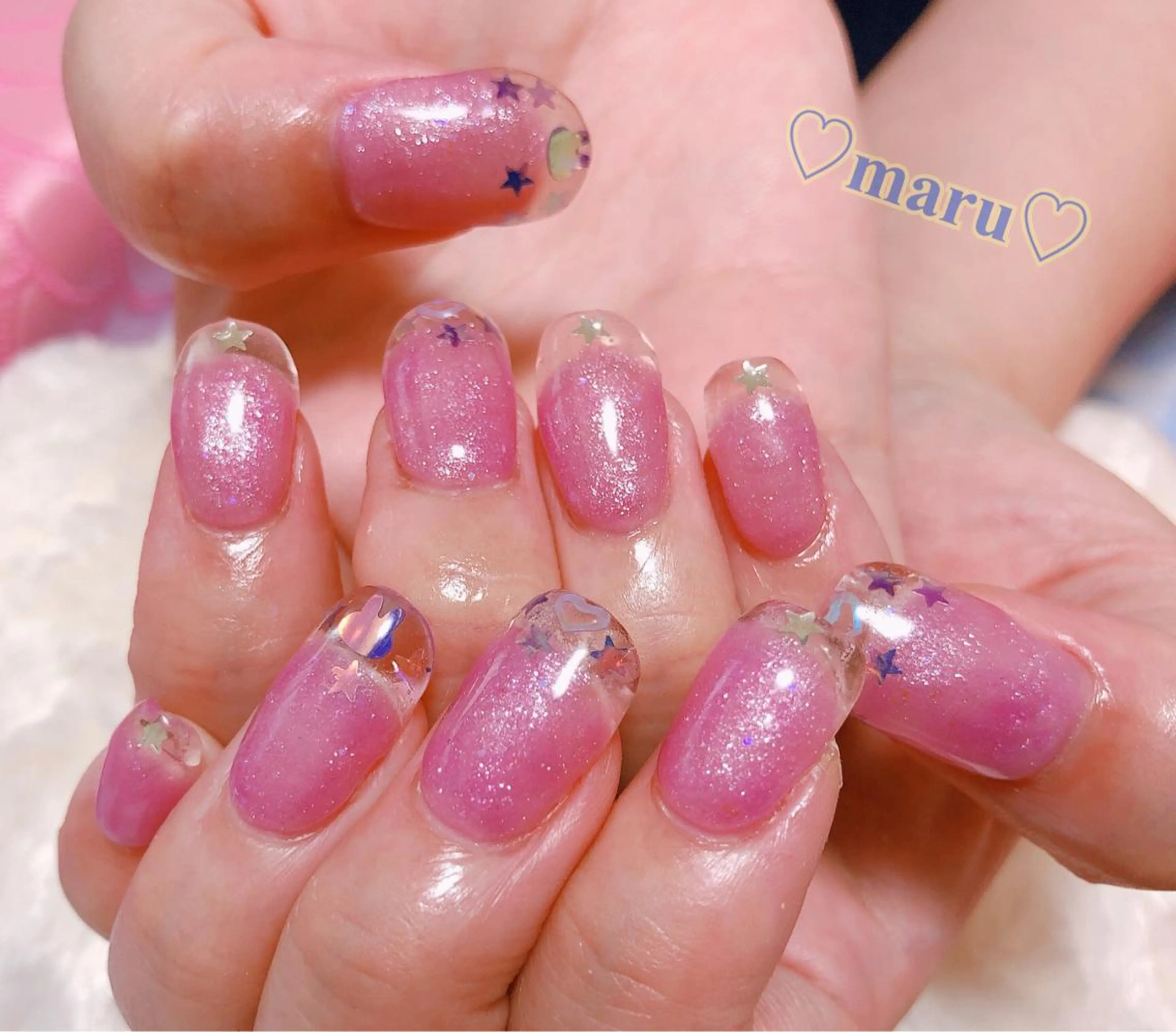 ネイル クリアネイル 長さ出し フレンチネイル 持ち込み ハンドネイル フットネイル まるみ ♡のネイルデザイン