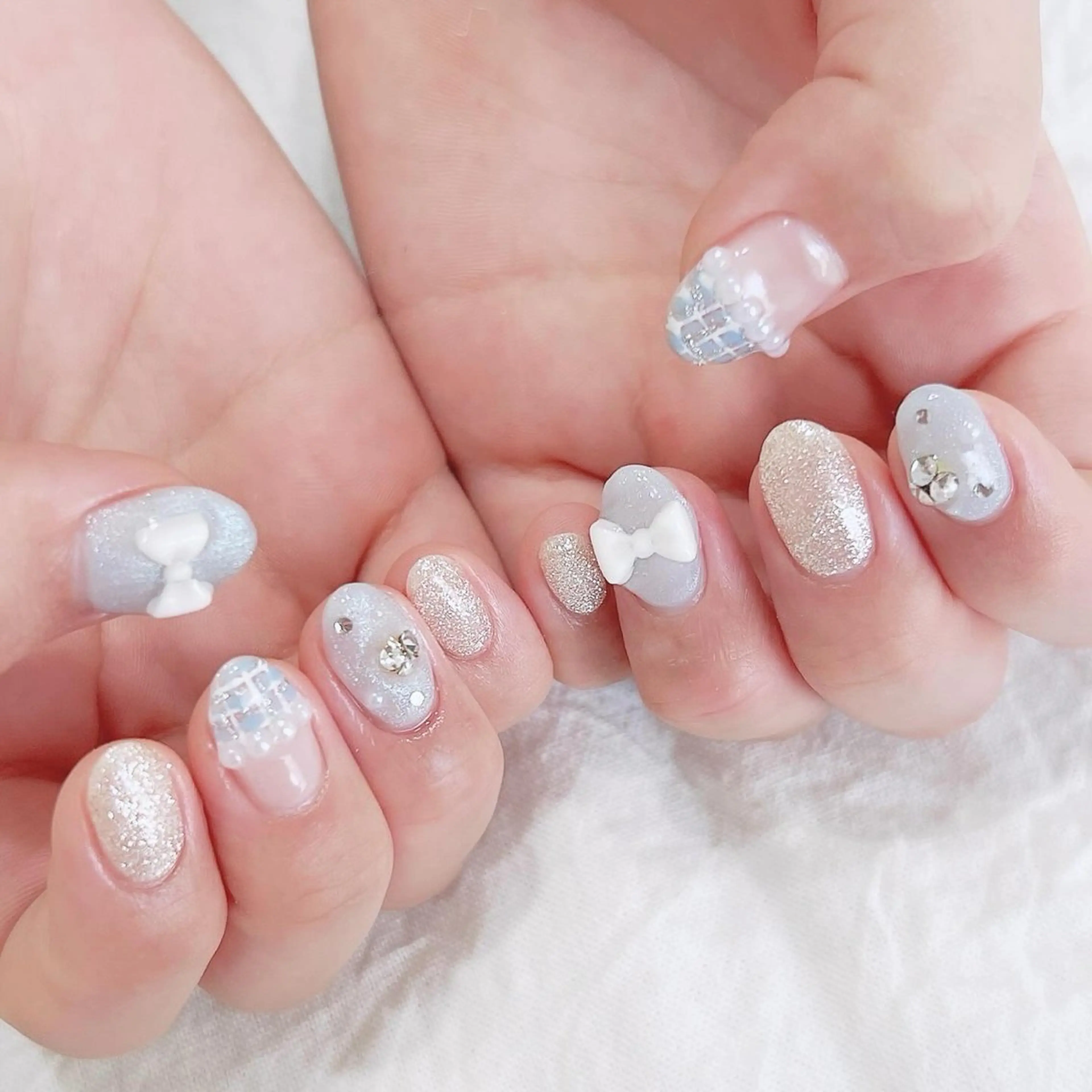 ネイル ボルドー キラキラネイル ラメ(グリッター) ツイードネイル ハンドネイル peaberry nailのネイルデザイン