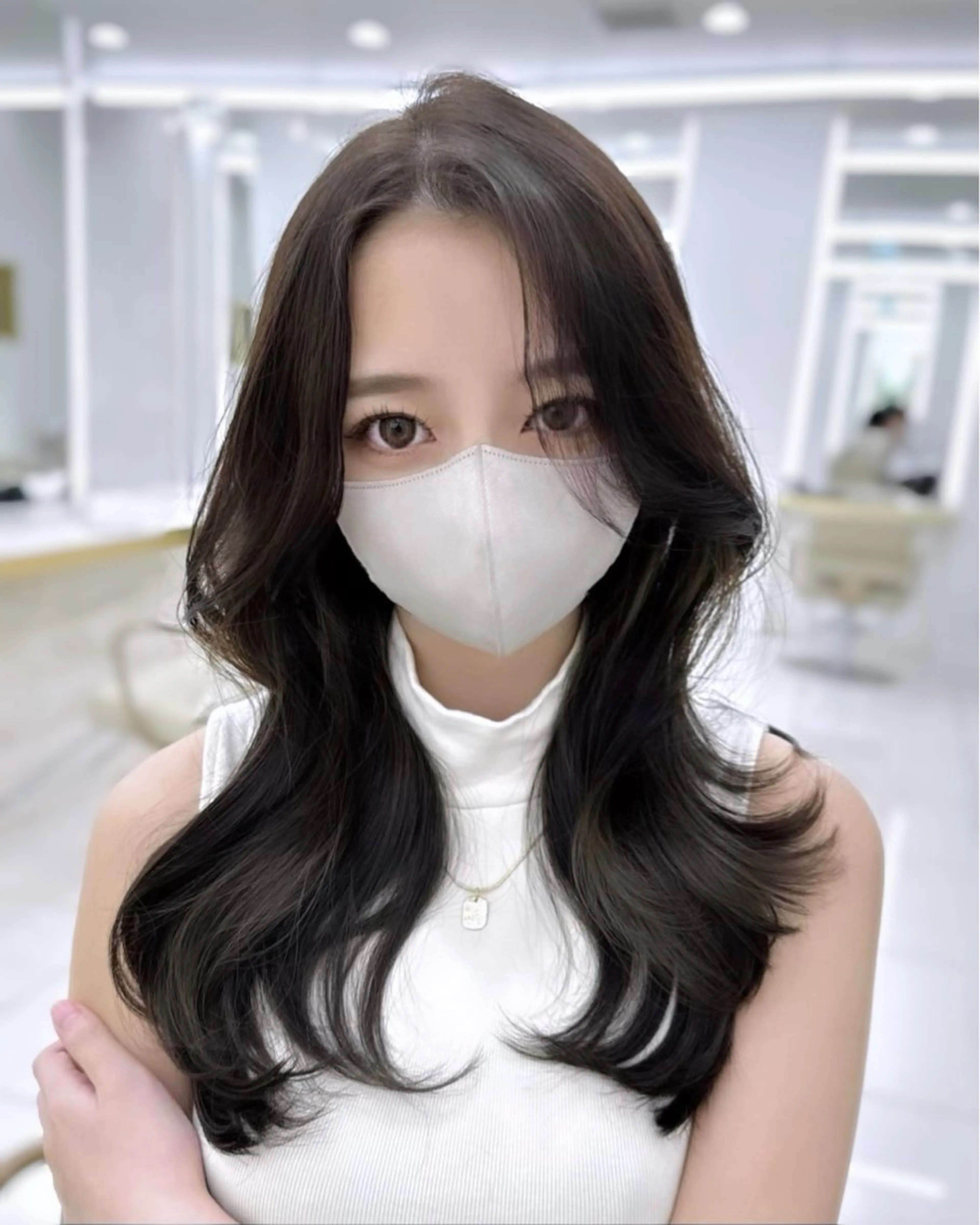 ロング 髪質改善 韓国風ヘア 小顔カット 縮毛矯正 トリートメント ヘアカラー 似合わせ/レイヤー /顔まわり/池田歩樹のヘアスタイル