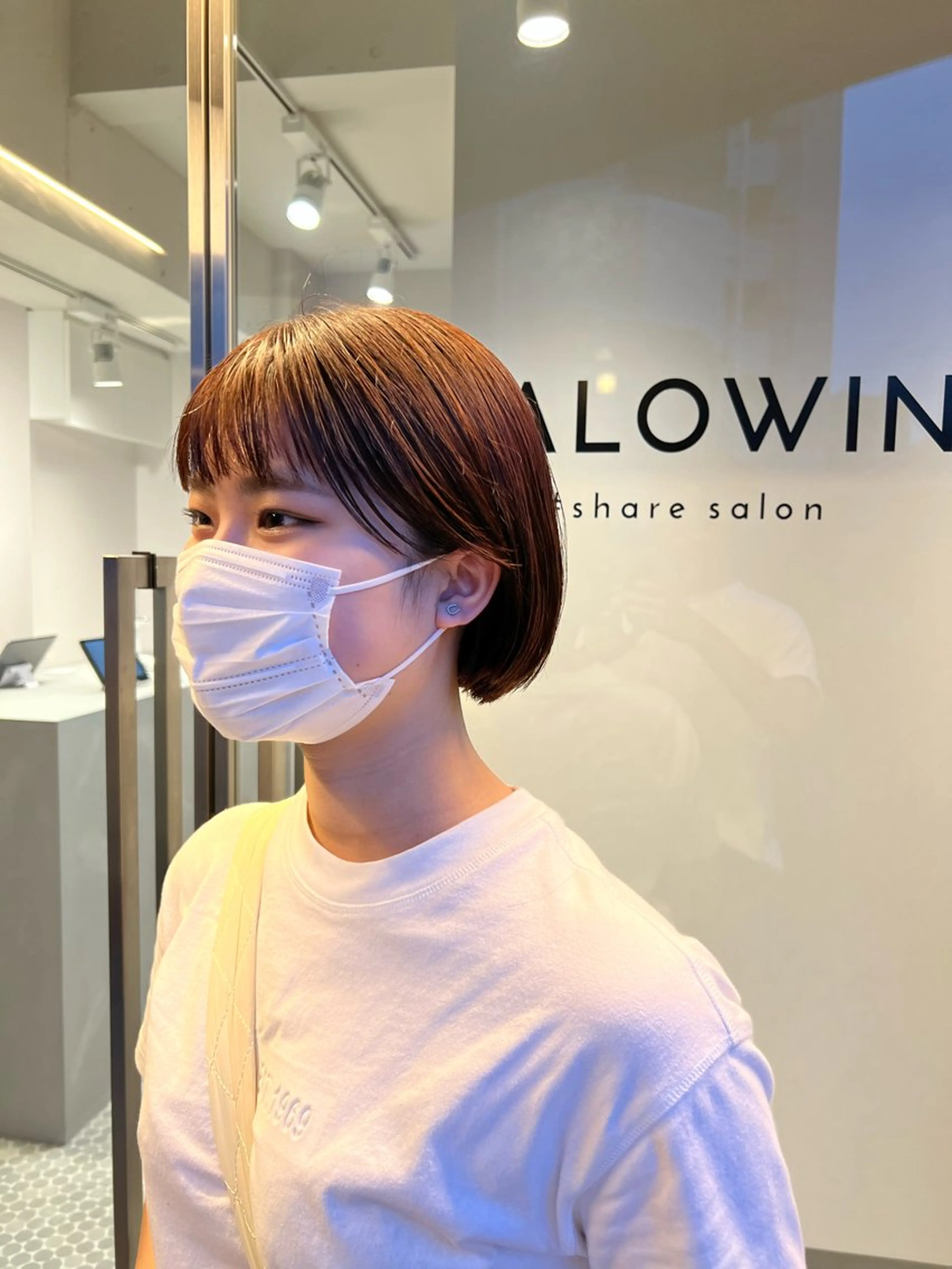 ショート カラー ブラウンカラー オレンジ オレンジブラウン ボブ カット ヘアカラー トリートメント 樋野 亮のヘアスタイル