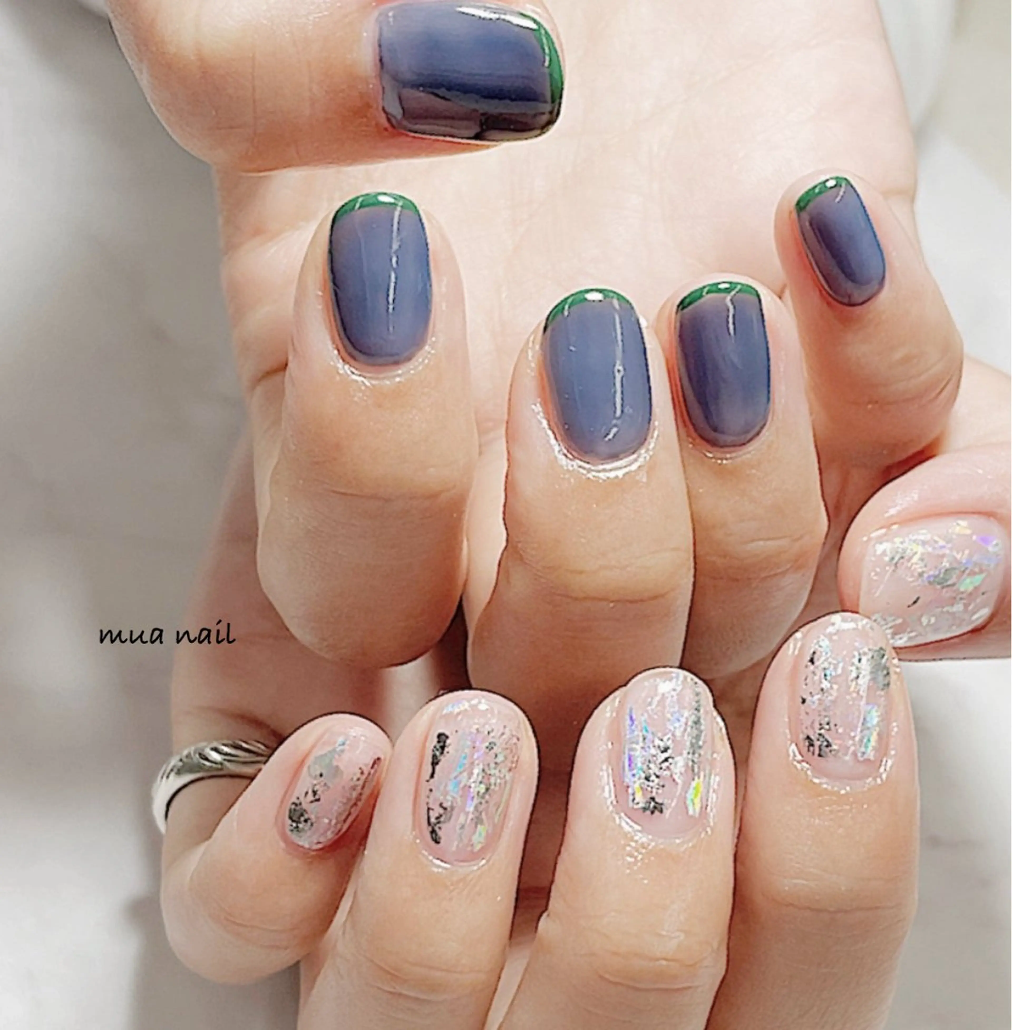ネイル ブルー ハンドネイル mua nail mikiのネイルデザイン