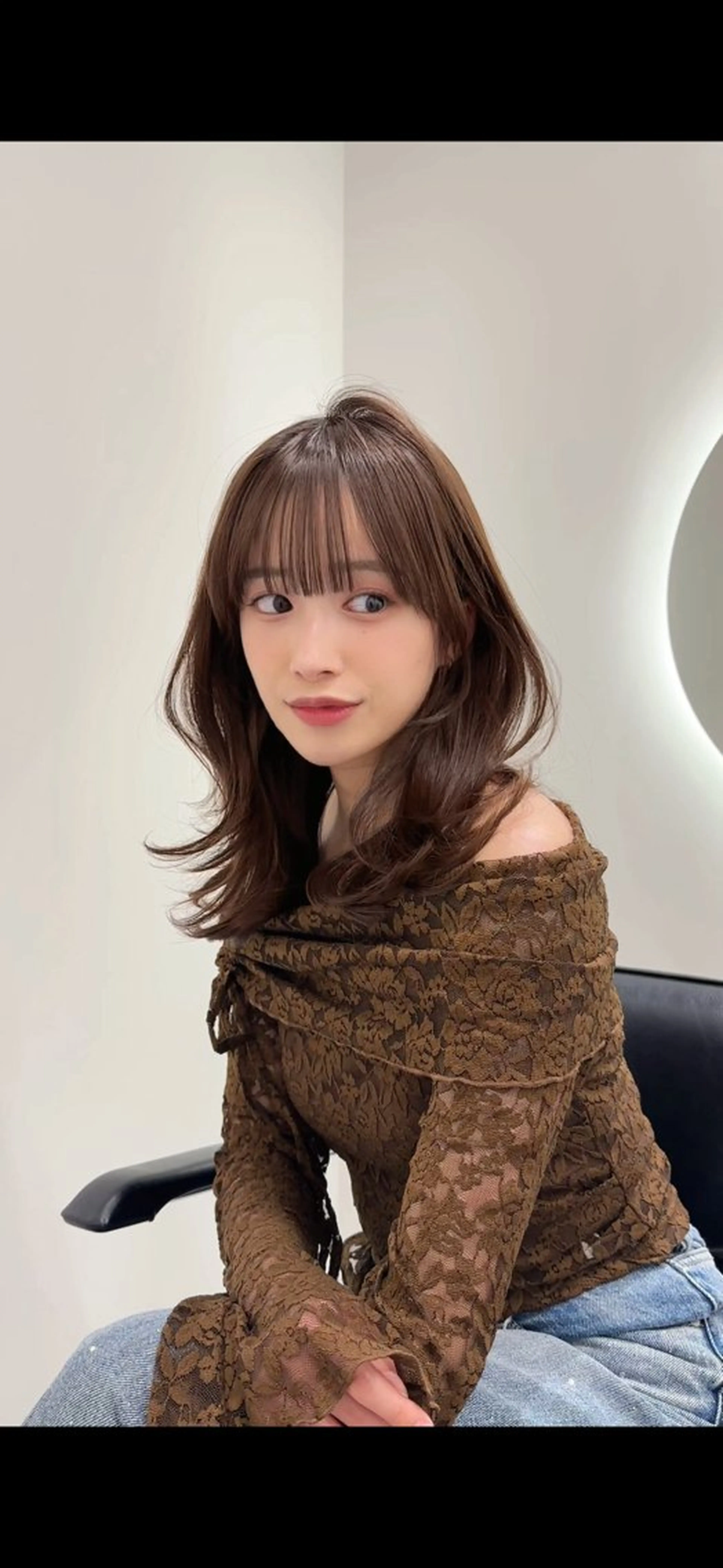ミディアム カラー カット ヘアカラー トリートメント ブリーチなしヘーゼル 🤎透明感カラー 唯のヘアスタイル