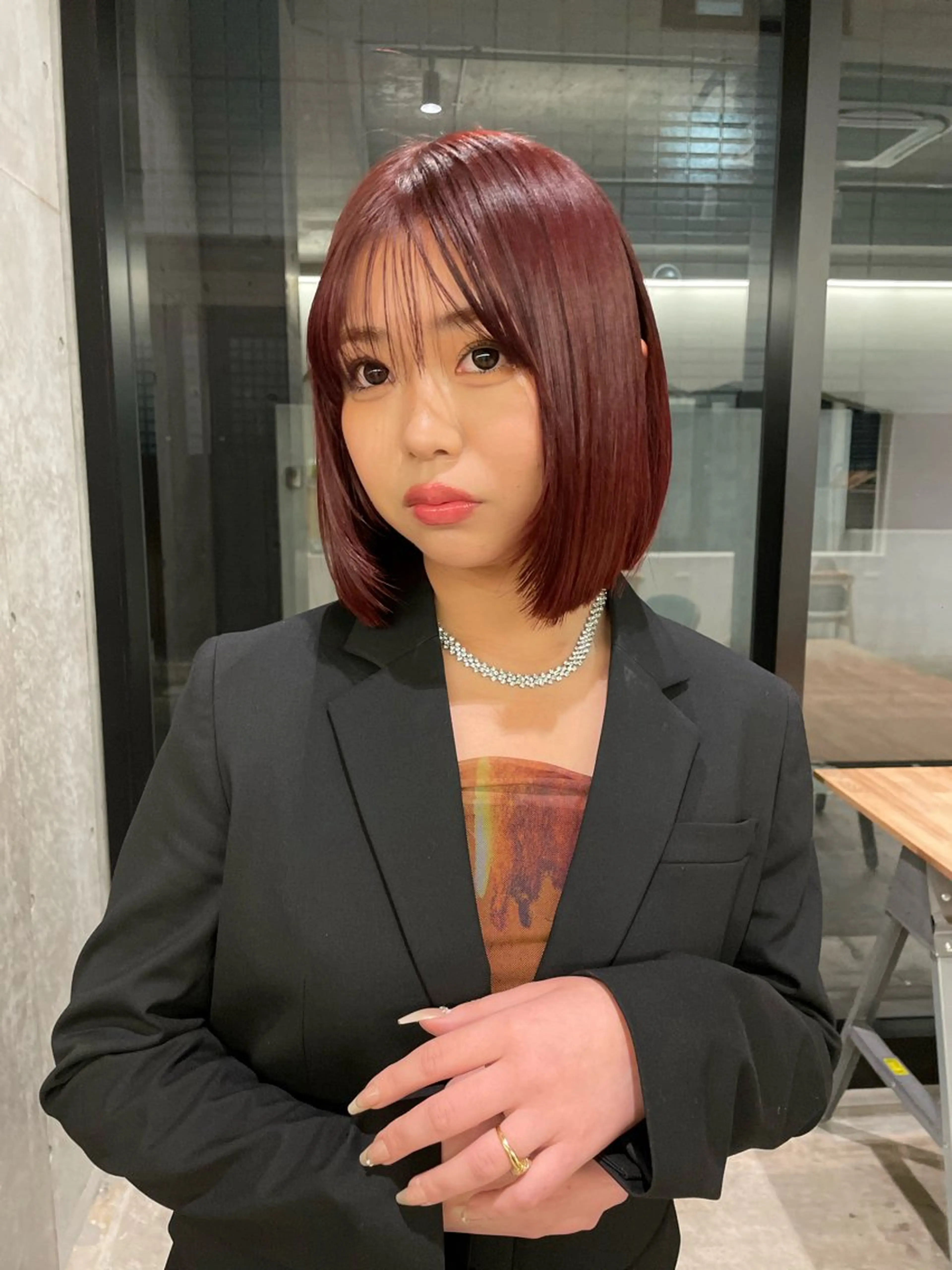 ミディアム カラー カット ヘアカラー トリートメント Mizobe misakiのヘアスタイル