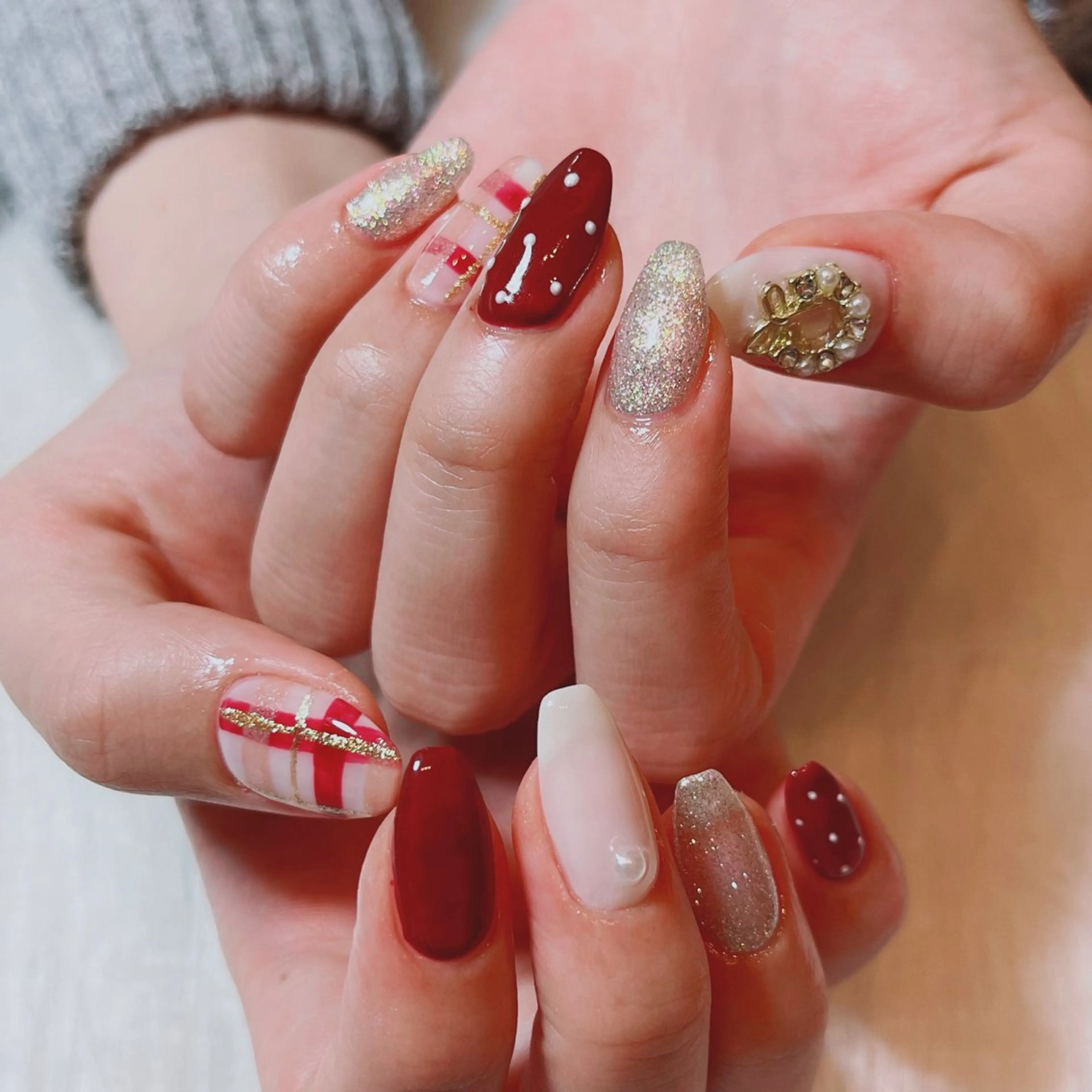 ネイル ボルドー 持ち込み 冬ネイル クリスマス ruirui.naildesign所属・RUI ☆のネイルデザイン