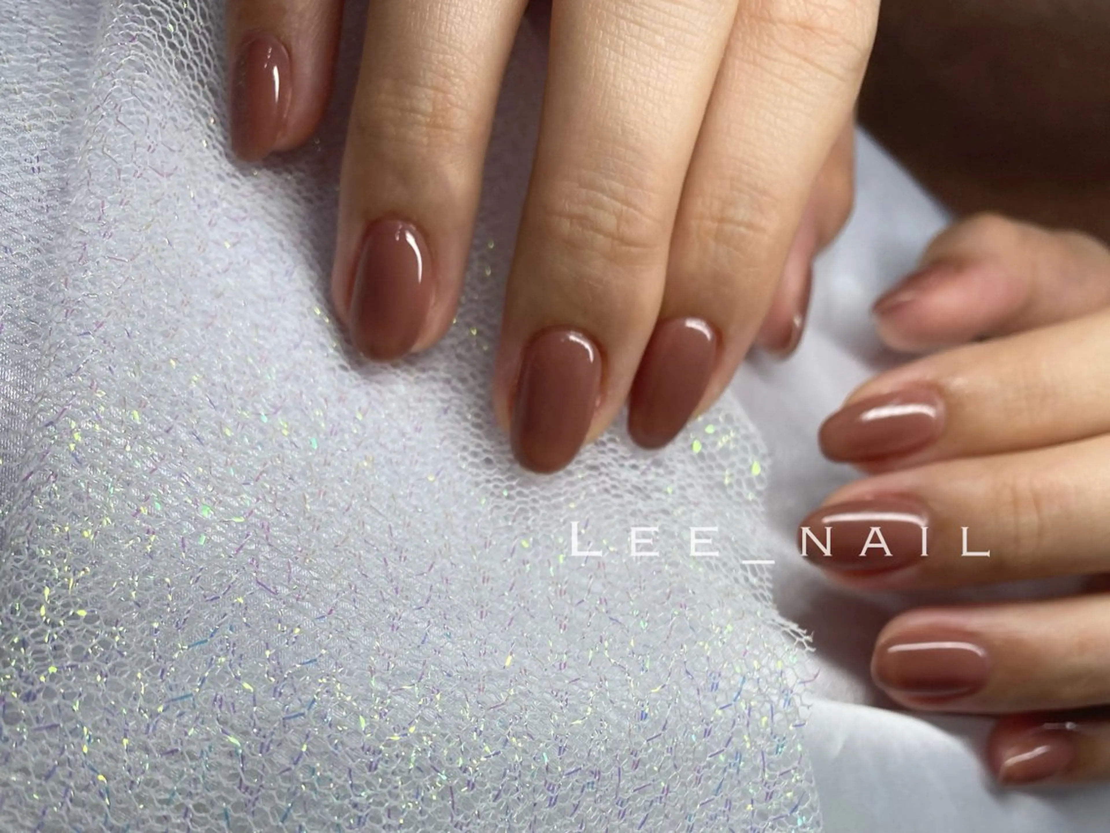 ネイル ブラウン ワンカラーネイル ピンク シンプルネイル ハンドネイル Lee_ nailのネイルデザイン