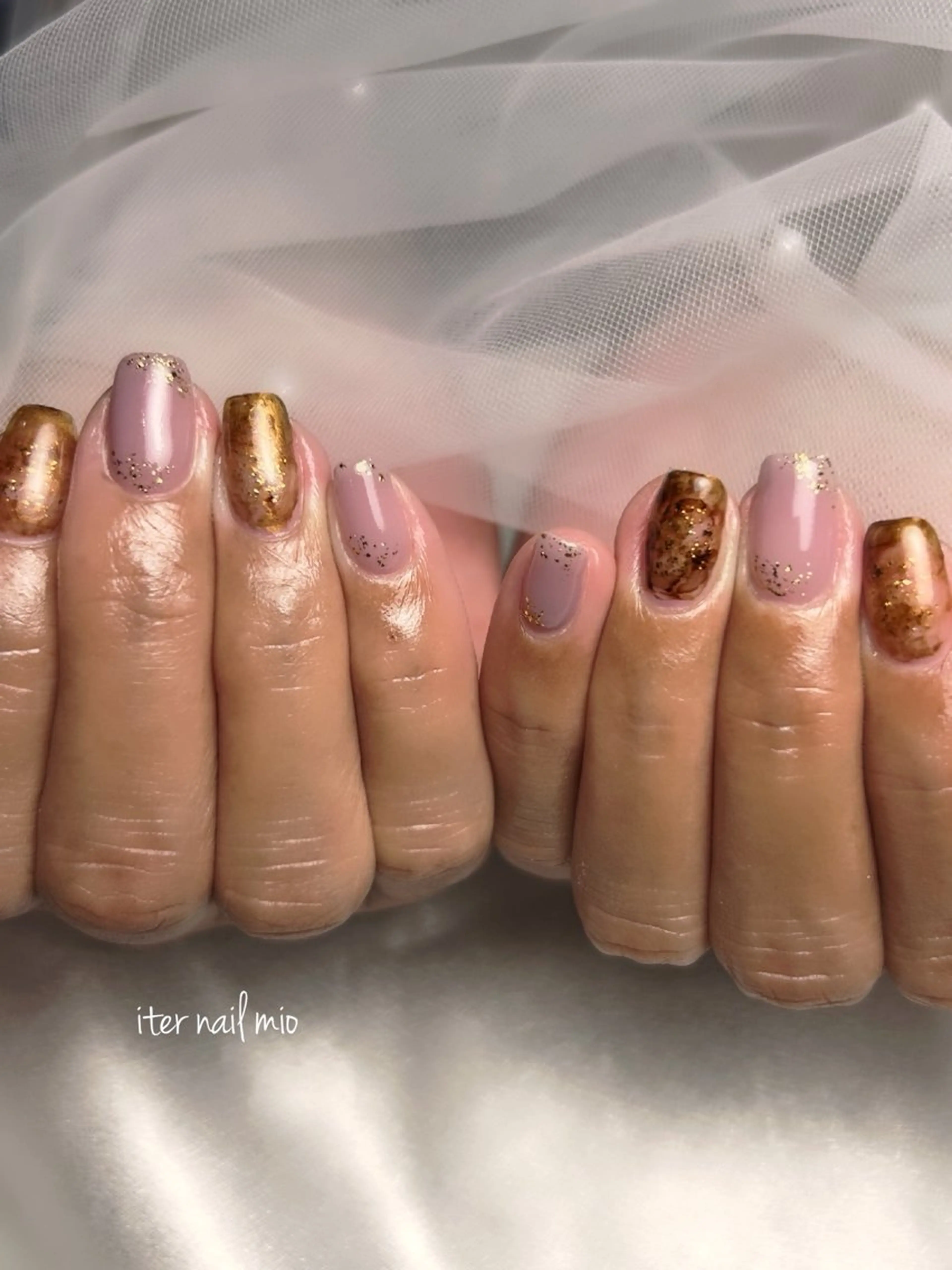 ネイル ブラウン シンプルネイル ハンドネイル ITER mioのネイルデザイン