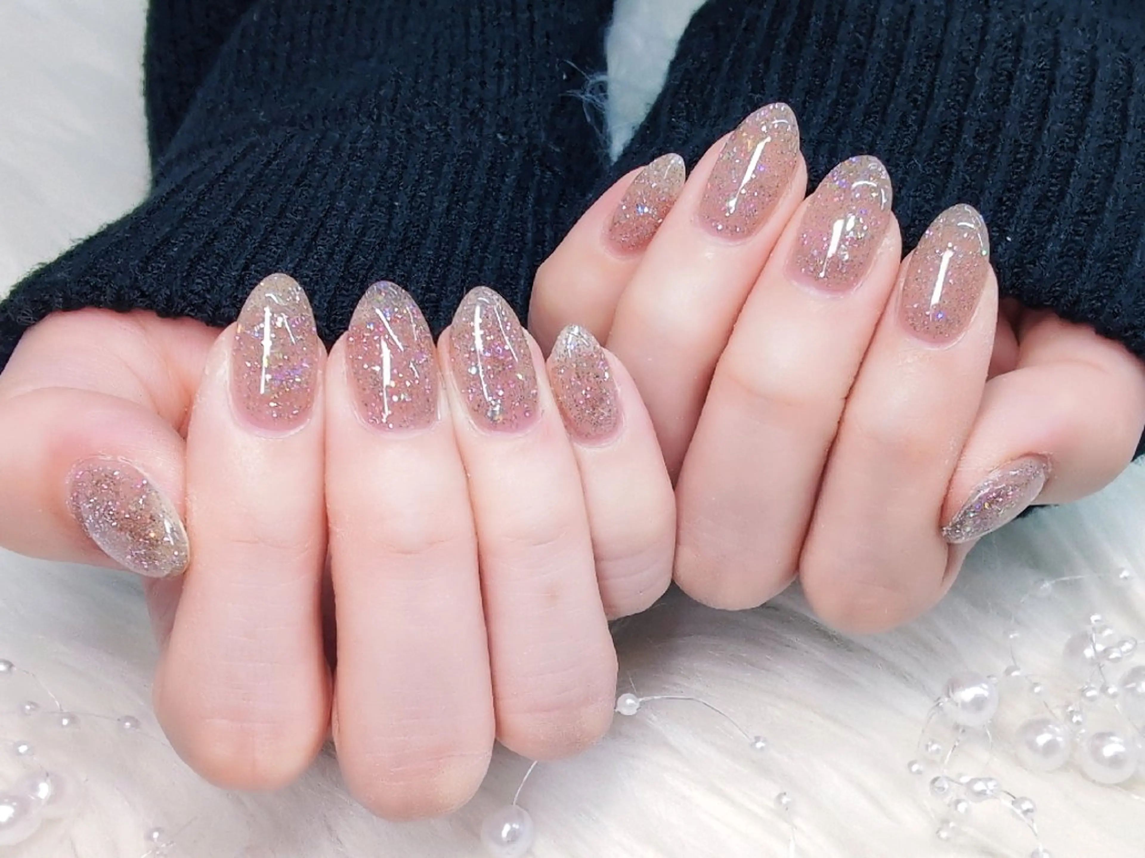 ネイル チークネイル 成人式 長さ出し フラッシュネイル フレンチネイル Chouette Nailのネイルデザイン
