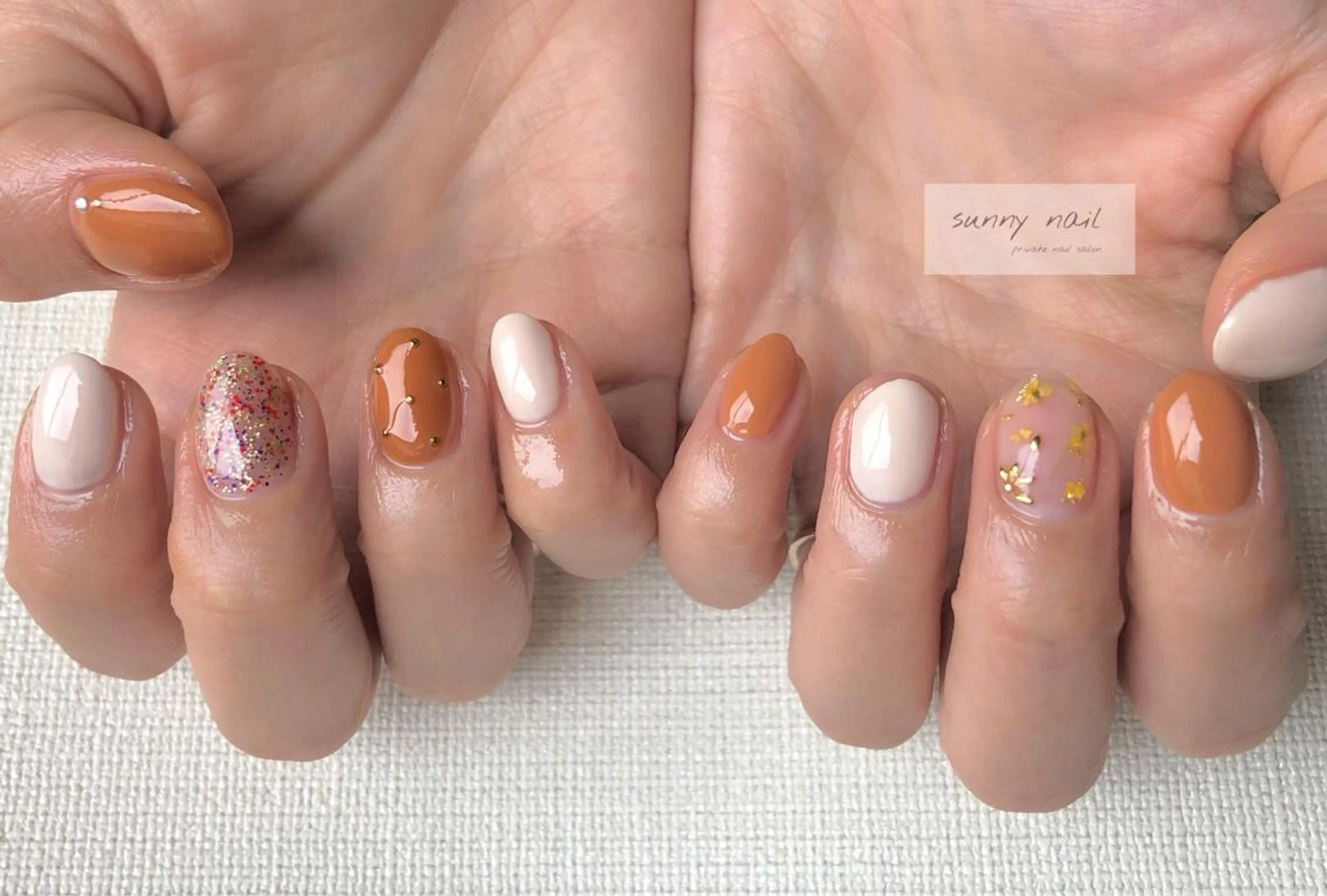 ネイル カジュアル ジェルネイル ニュアンスネイル オレンジ パラジェル sunny nailのネイルデザイン