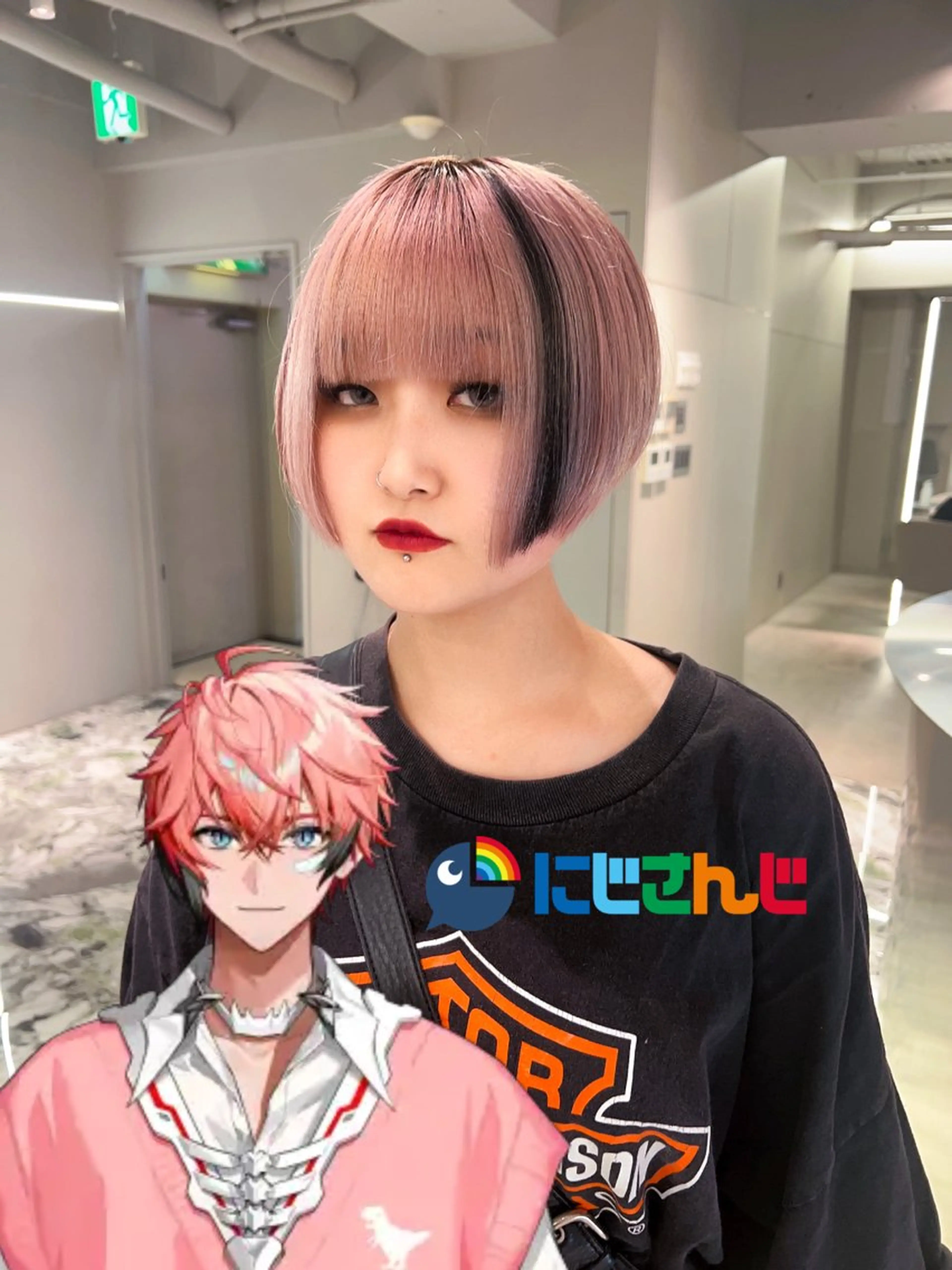 ミディアム カラー ダークグレー ハイトーンカラー ピンクカラー GEM lit所属・メ イのヘアスタイル