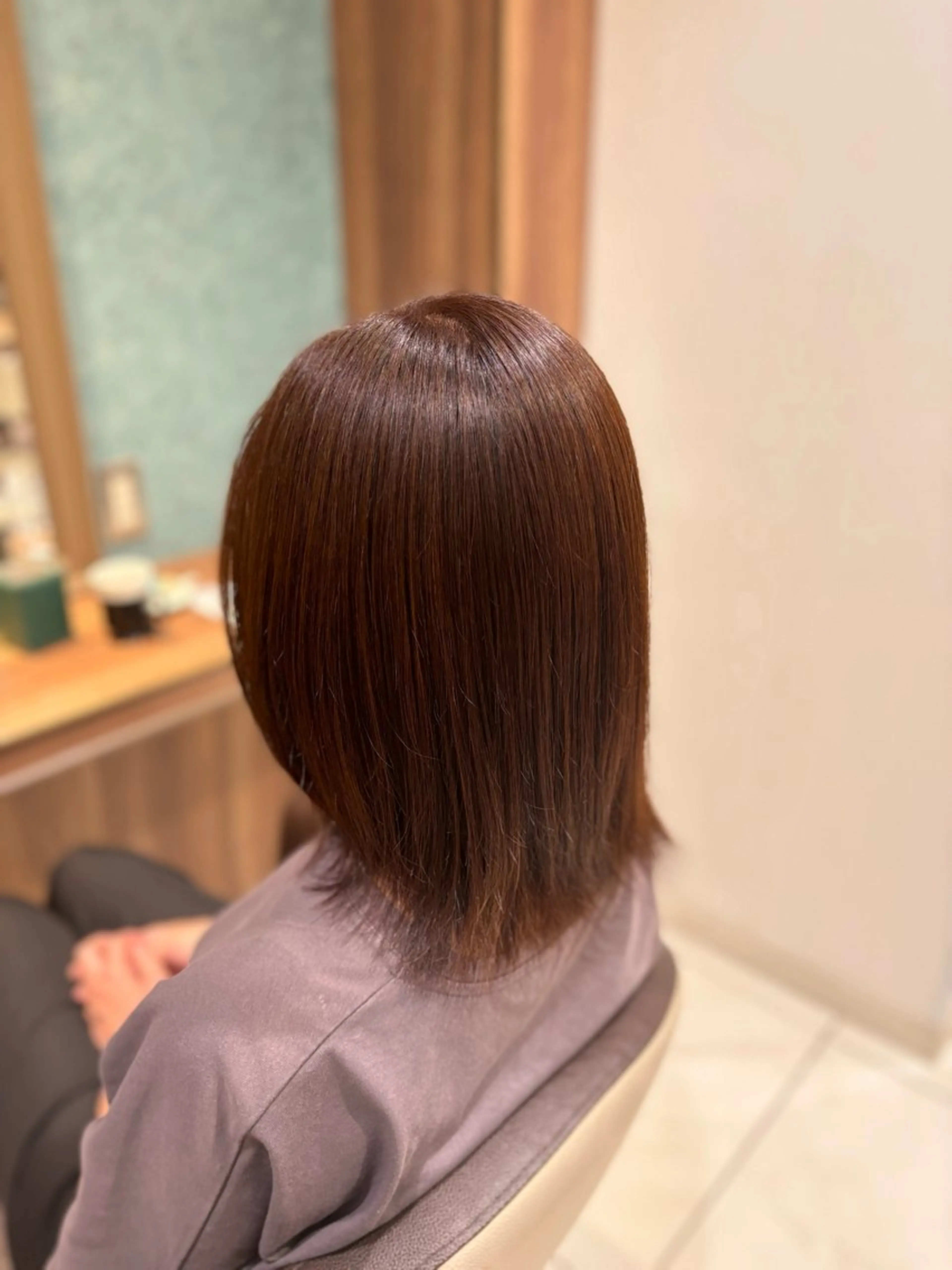 ミディアム ヘアカラー ツヤ髪縮毛矯正💫/ ハイトーン/あゆみのヘアスタイル