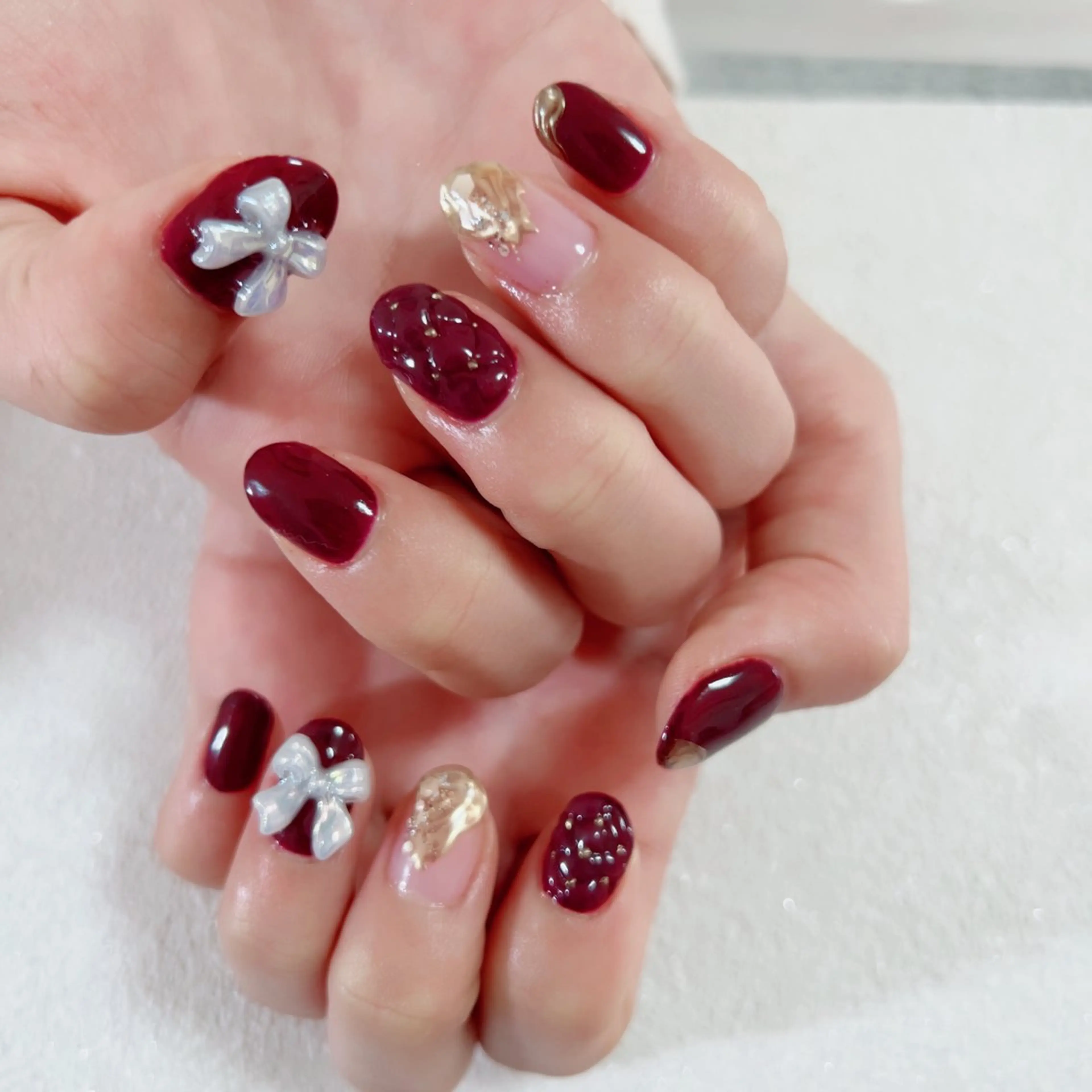 ネイル アートネイル 持ち込み 冬ネイル クリスマス 都合 みずきのネイルデザイン