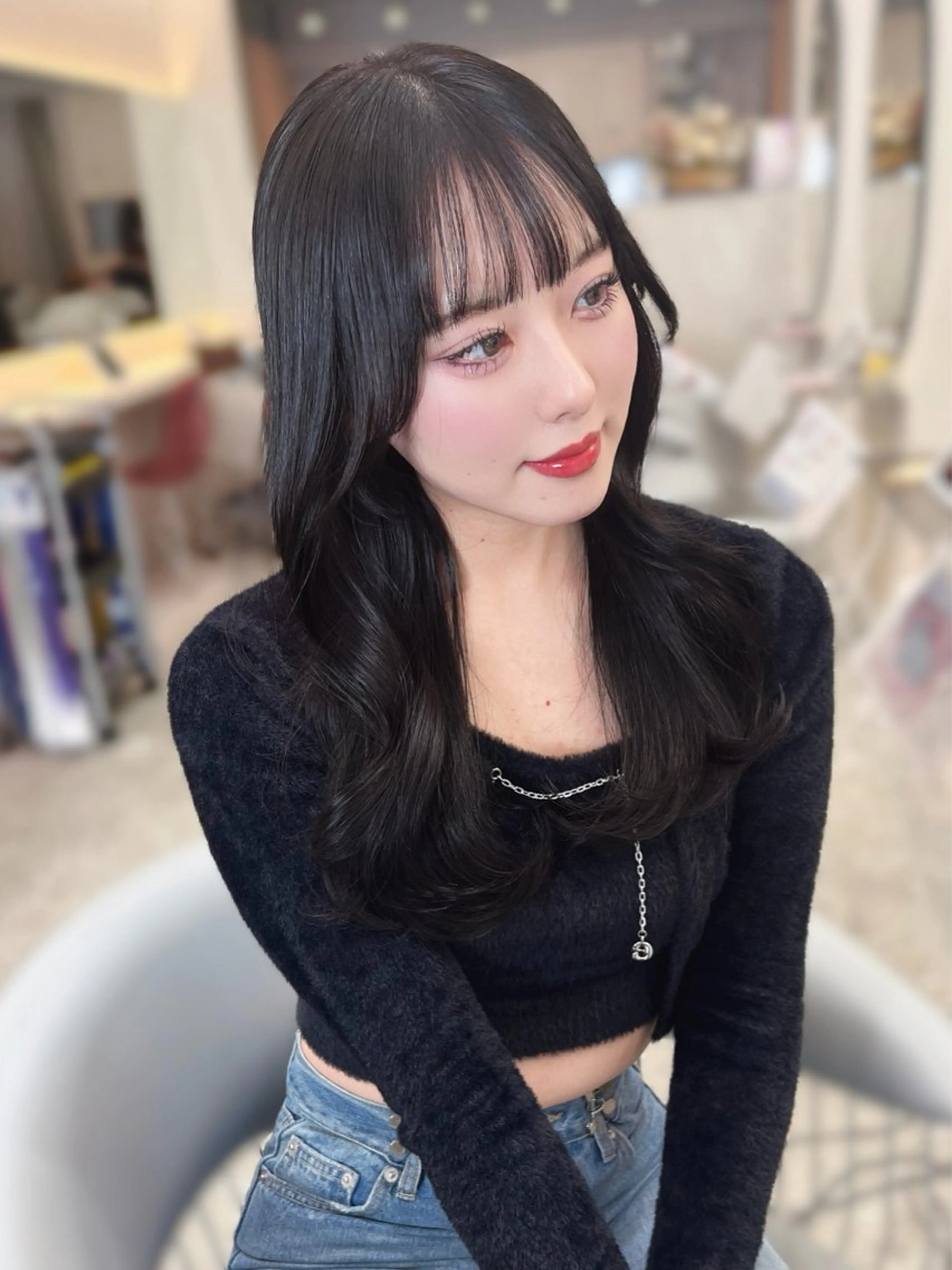 ロング カラー カット ヘアカラー トリートメント 韓国ハッシュカット/ 新宿/髪質改善/岡崎のヘアスタイル