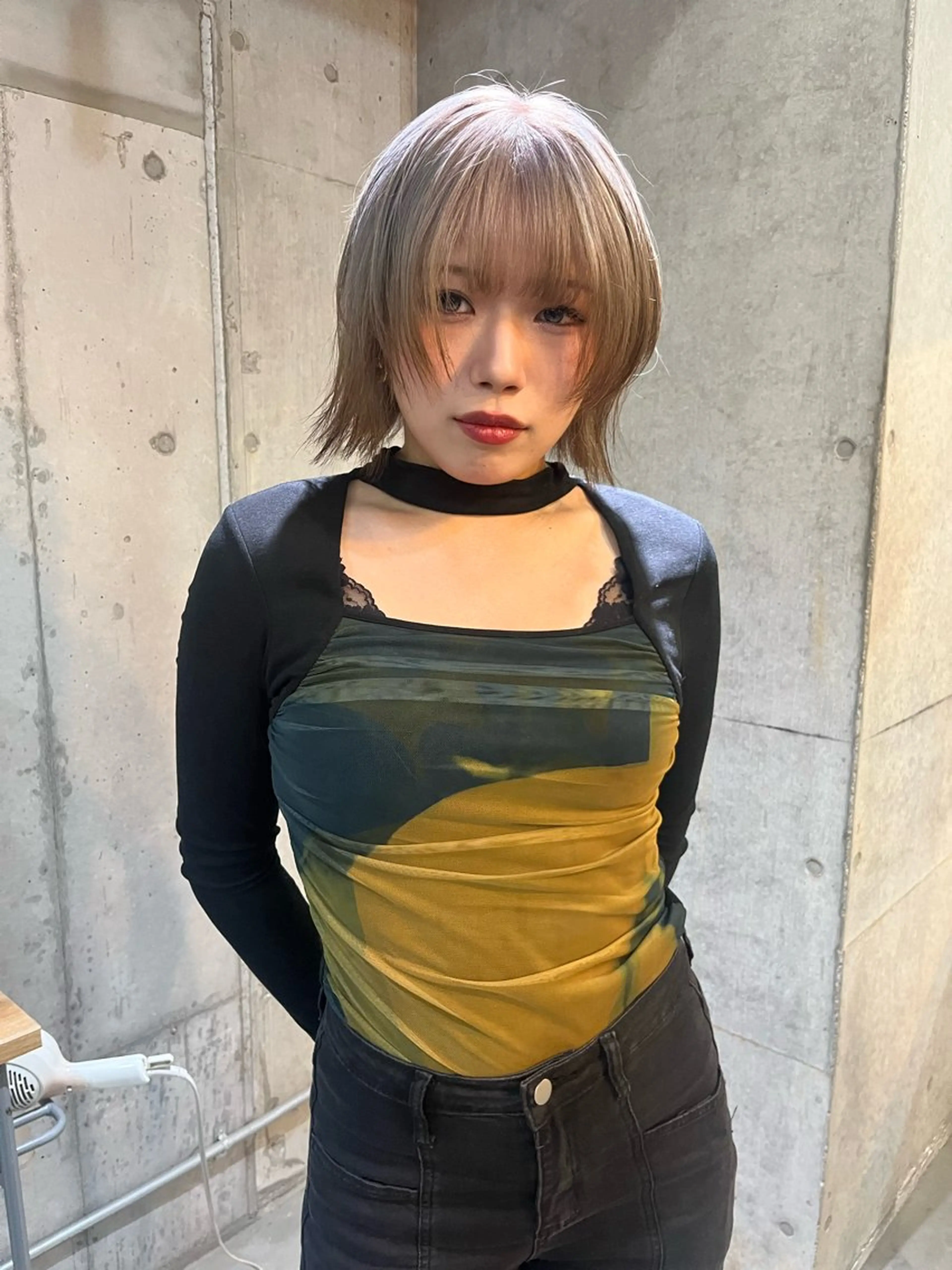 ショート カラー カット ヘアカラー トリートメント ハイトーン/顔まわり レイヤー/YUKAのヘアスタイル