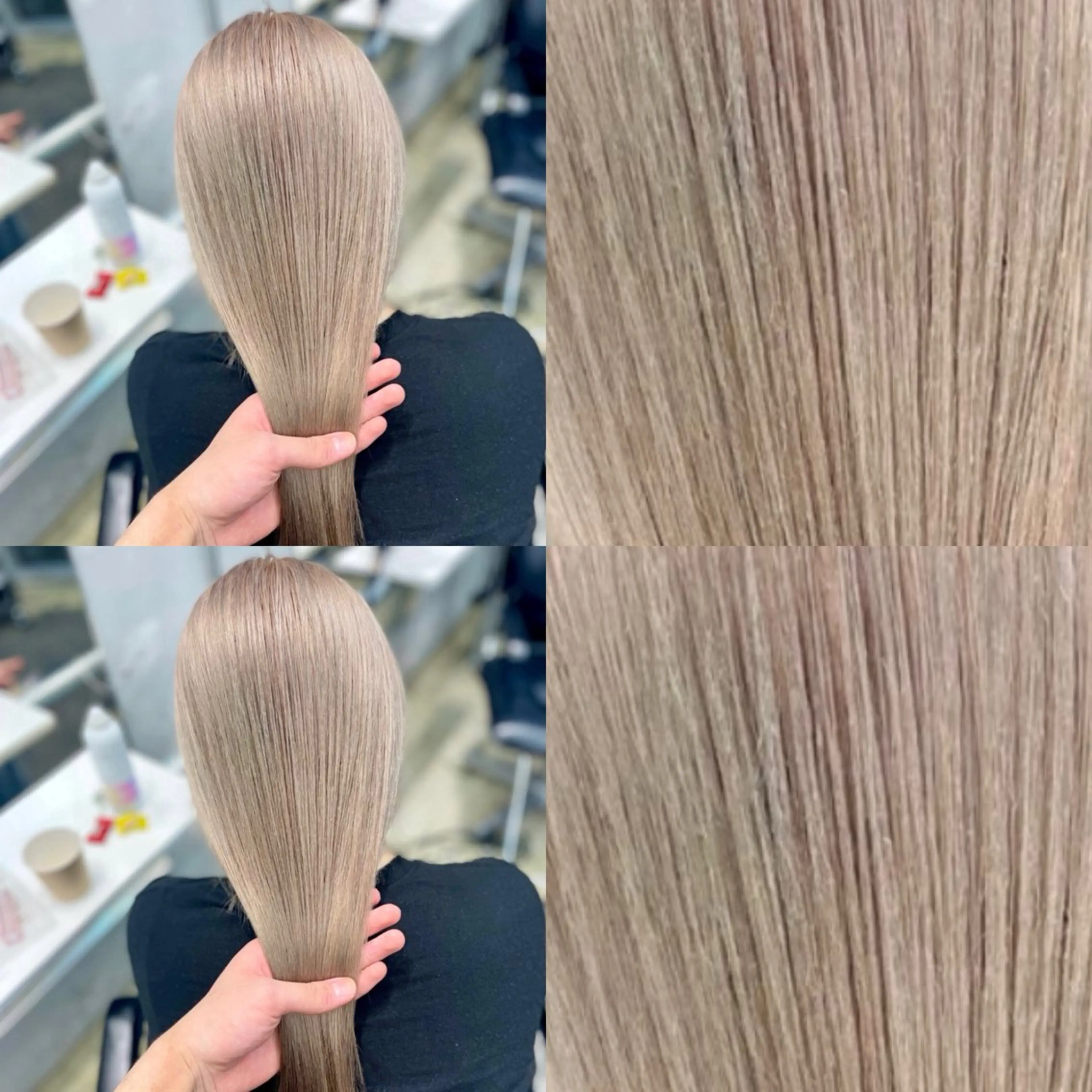 ロング カラー ベージュカラー ホワイトベージュ 韓国レイヤー顔周り カット髪質改善しゅんのヘアスタイル