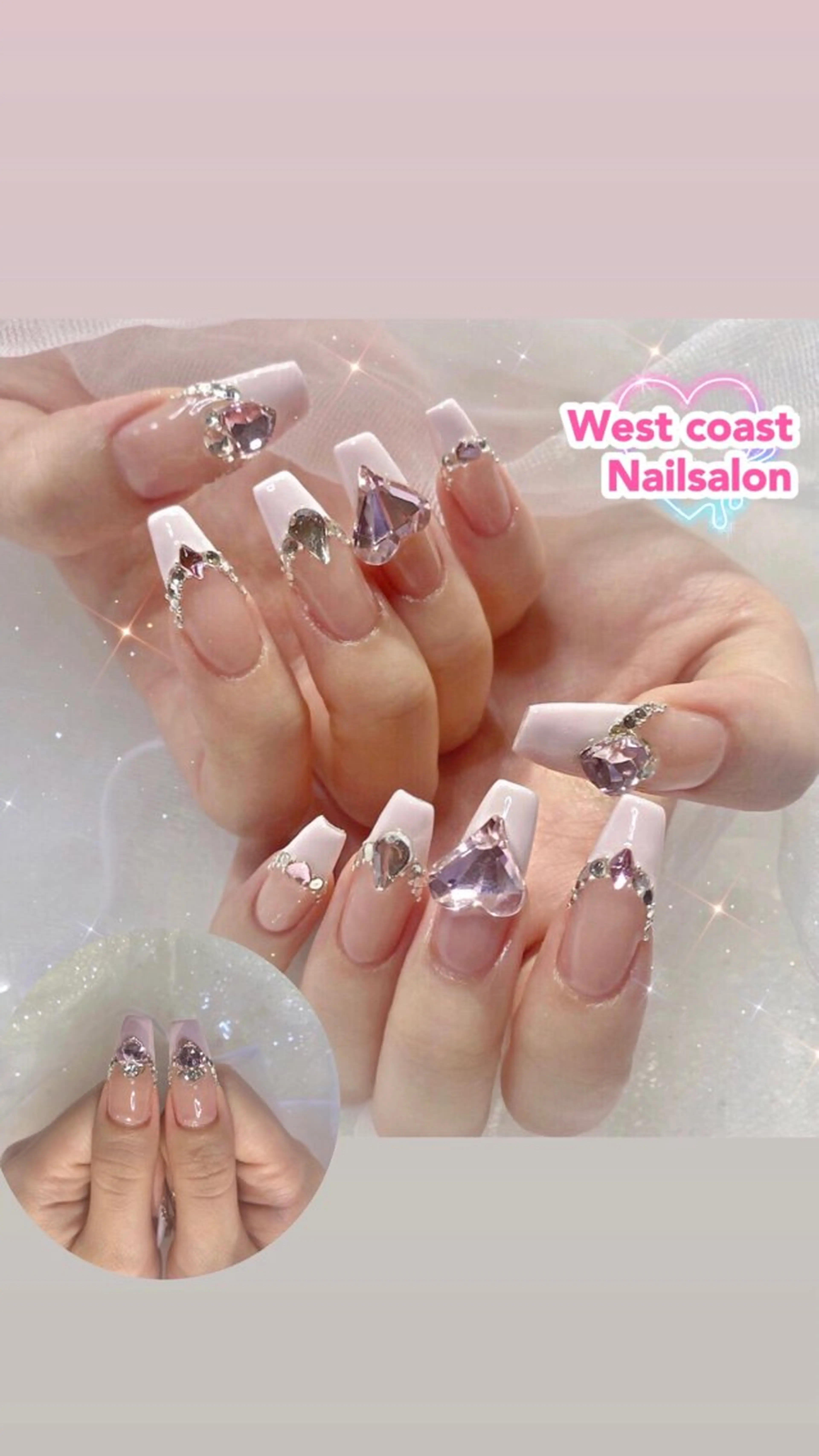 ネイル リボン、ガーリー パーツ放題専門店のネイルデザイン