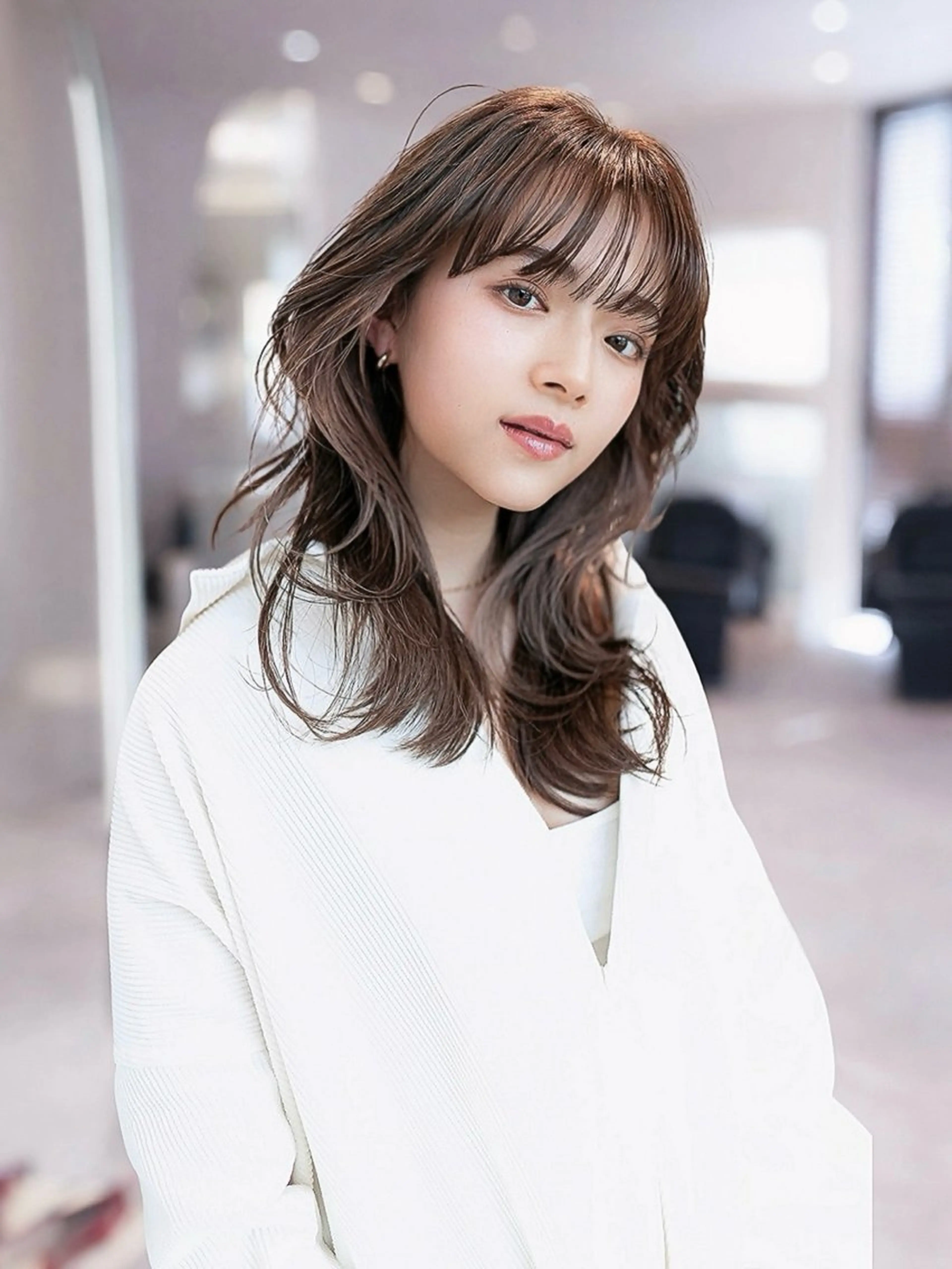 セミロング カラー カット ヘアカラー トリートメント レイヤー/ベージュ ヒヨリ/渋谷のヘアスタイル