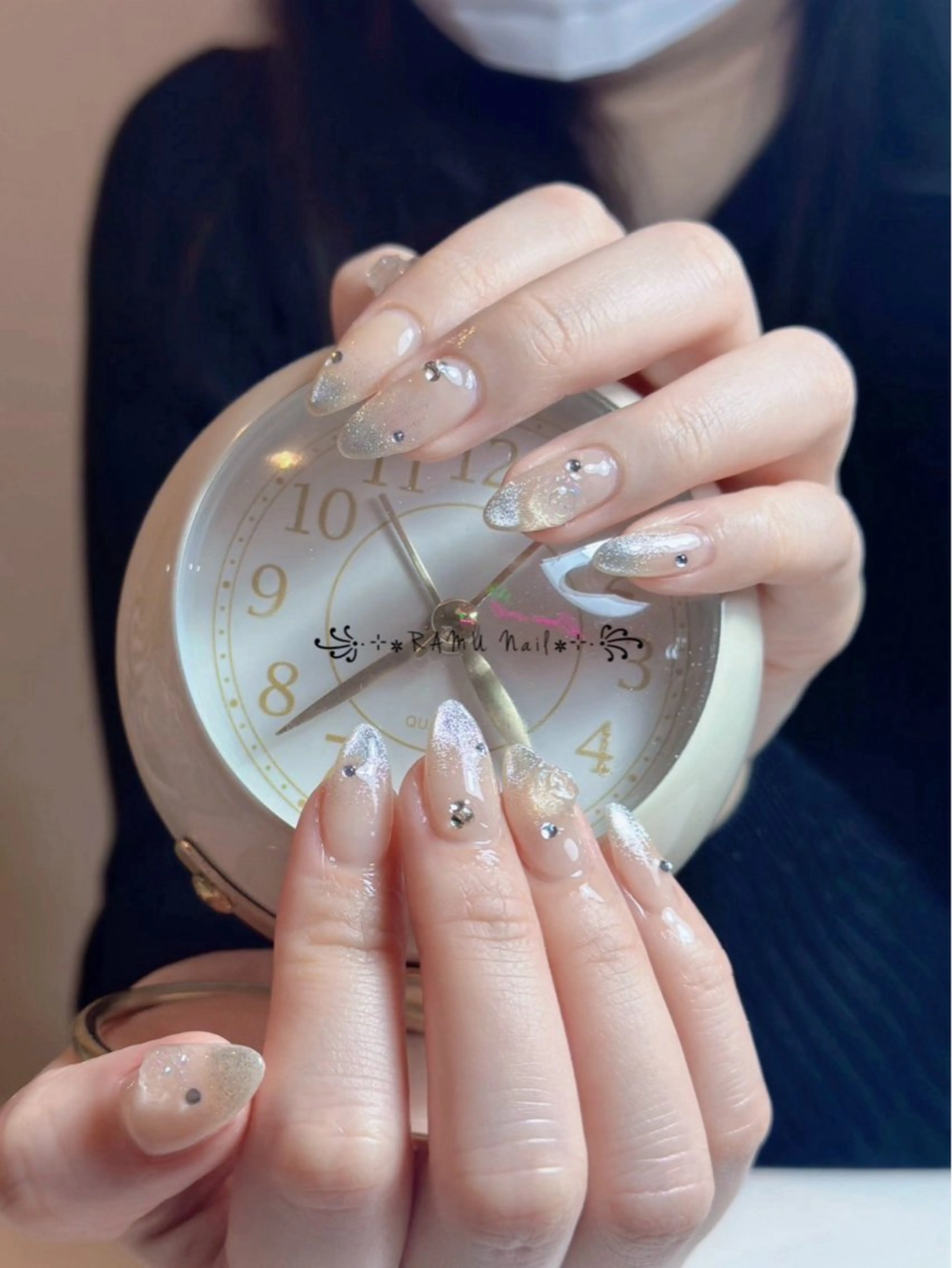 ネイル キラキラネイル マグネットネイル ミラーネイル ピンク 春ネイル ハンドネイル RAMU Nail 恵比寿店のネイルデザイン