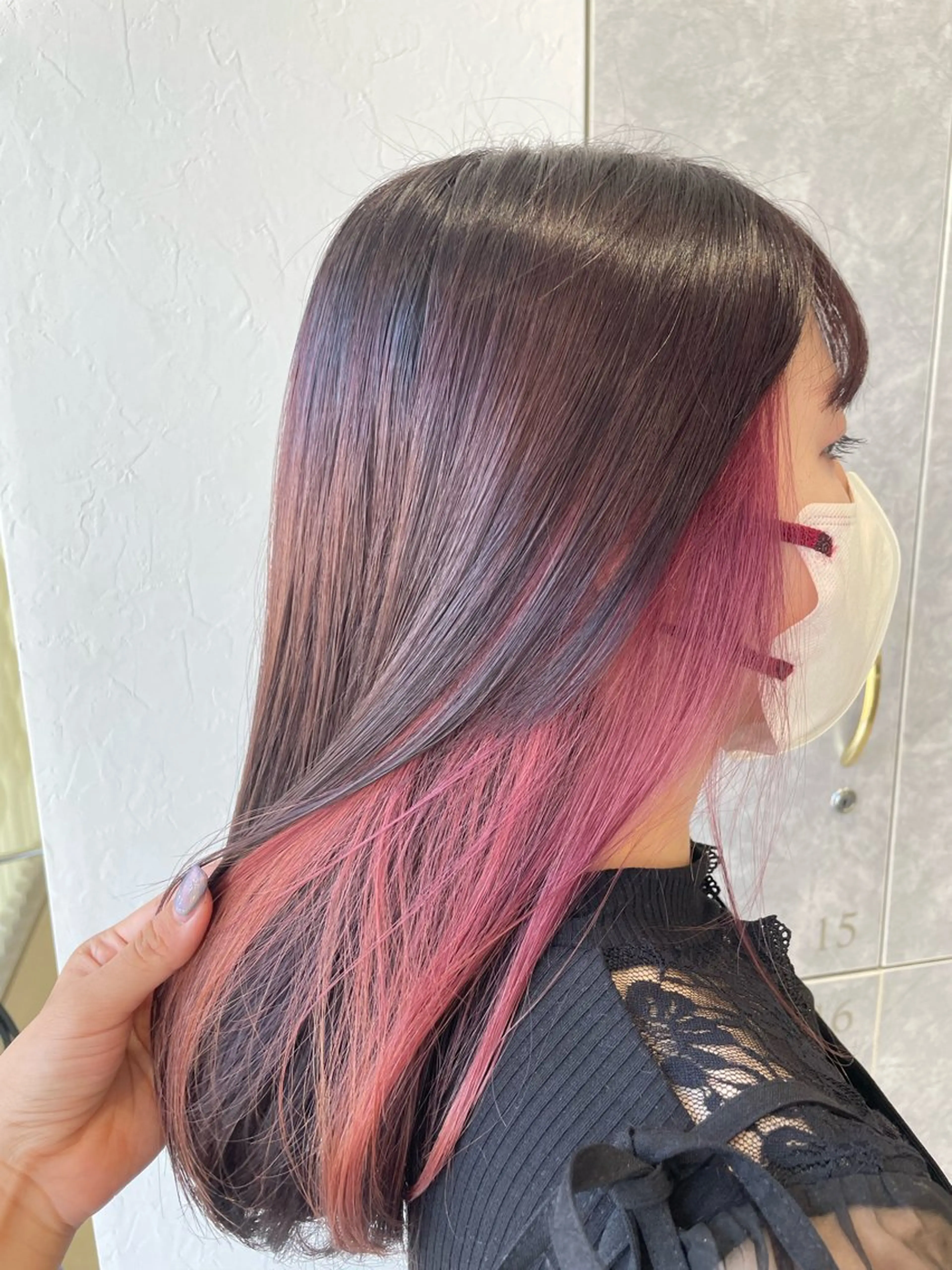 ロング カラー ピンクカラー ヘアカラー 顔まわり/インナー カラー/　syuriのヘアスタイル