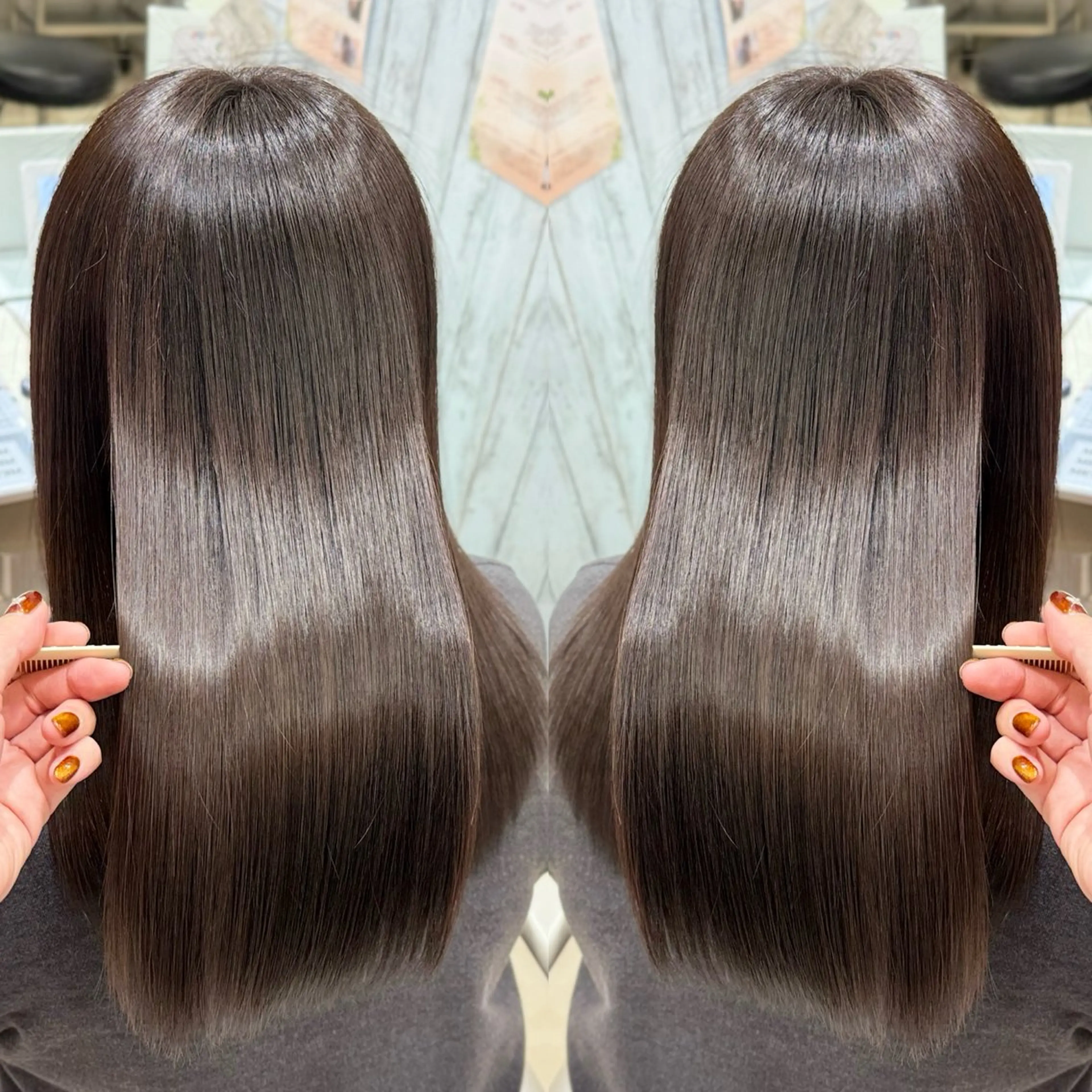 【🦋SNS映え🦋】✨髪質改善ワンカラーLv1➕オージュア2stepトリートメント✨の写真