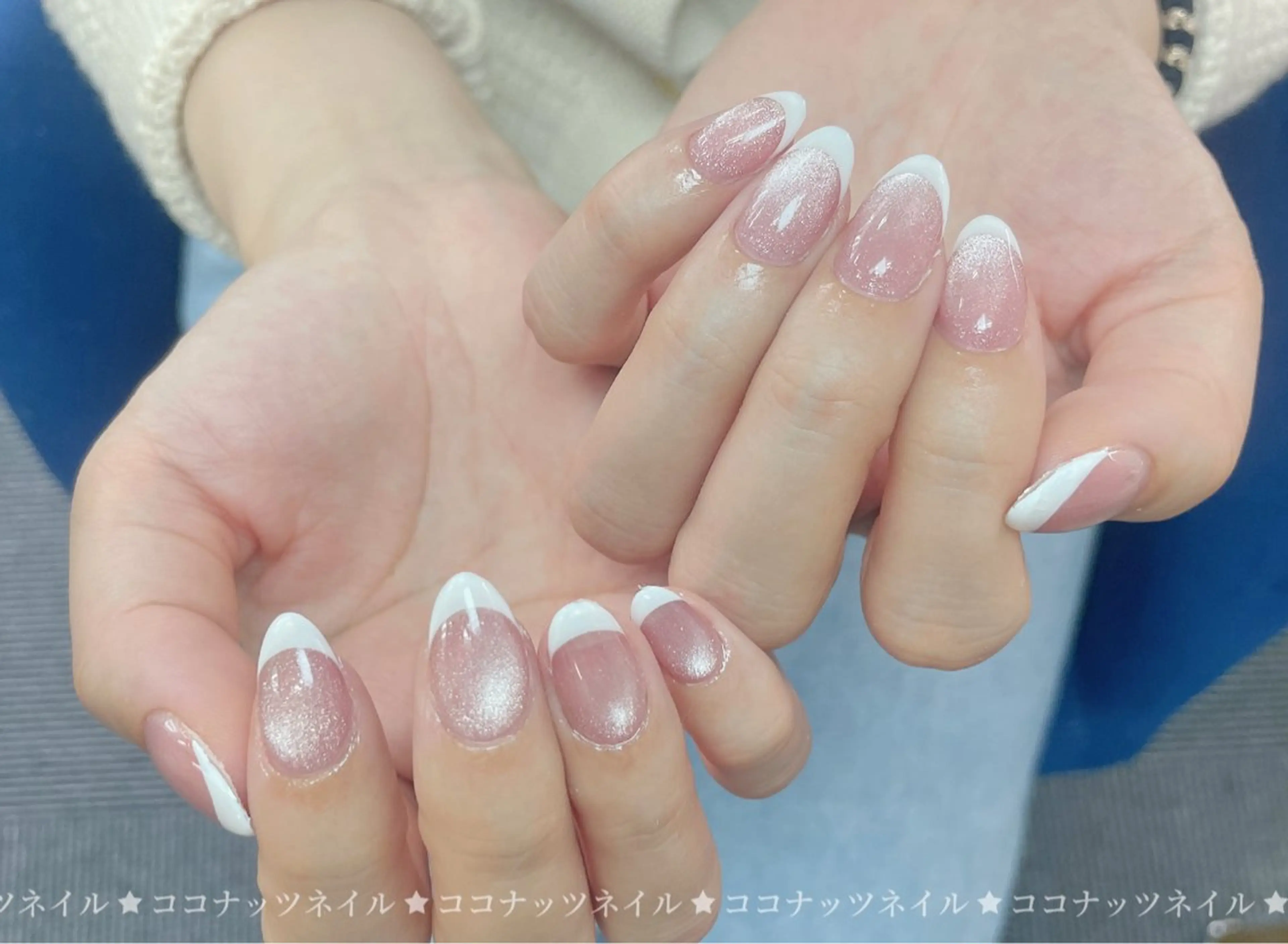 ネイル べっ甲ネイル フレンチネイル キラキラネイル ラメ(グリッター) マグネットネイル ハンドネイル 神田 ココナッツのネイルデザイン