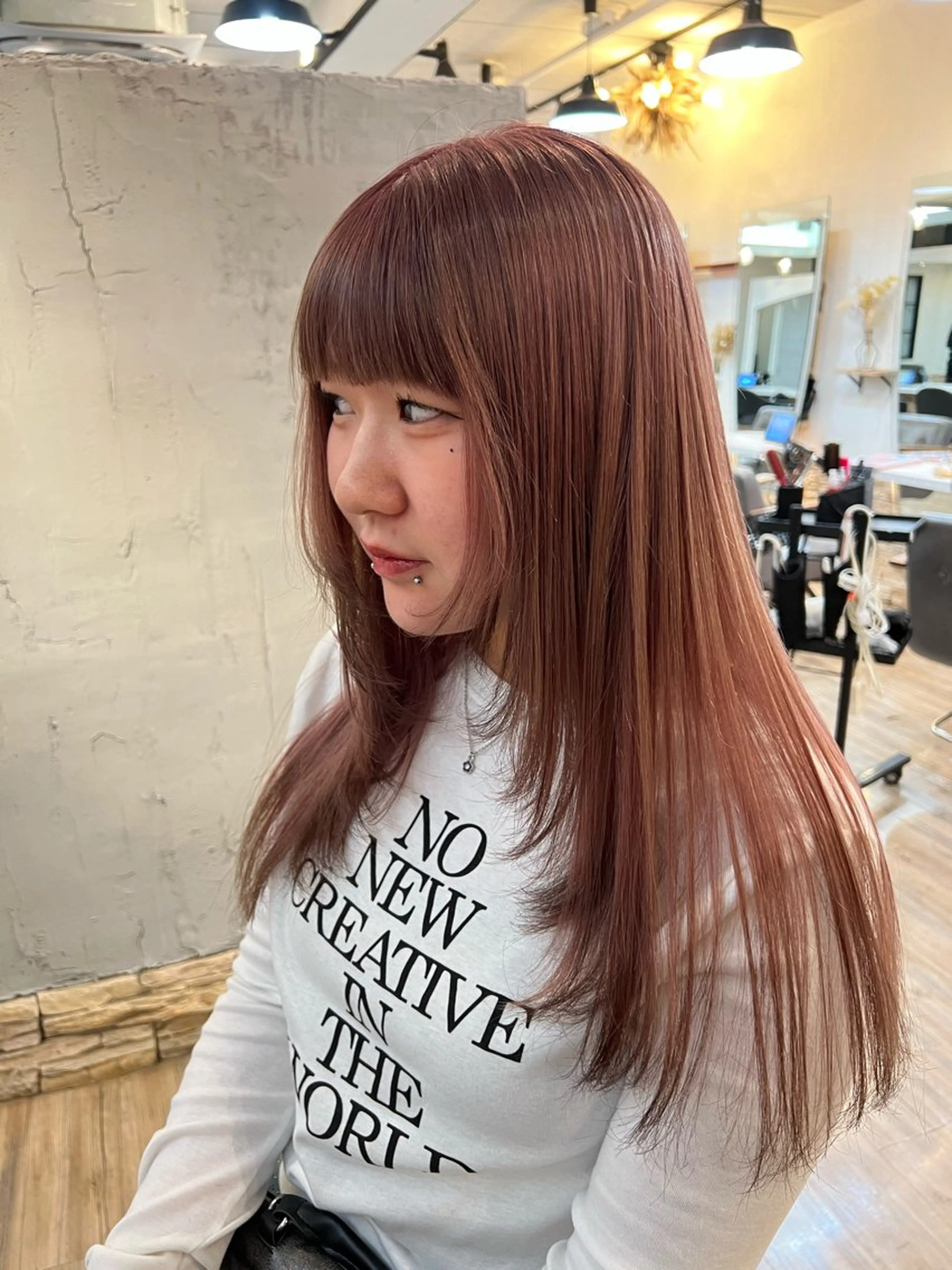 セミロング カラー ブラウンカラー ピンクカラー カット ヘアカラー トリートメント いぐち しょうた🫧 ブリーチカラー🫧のヘアスタイル