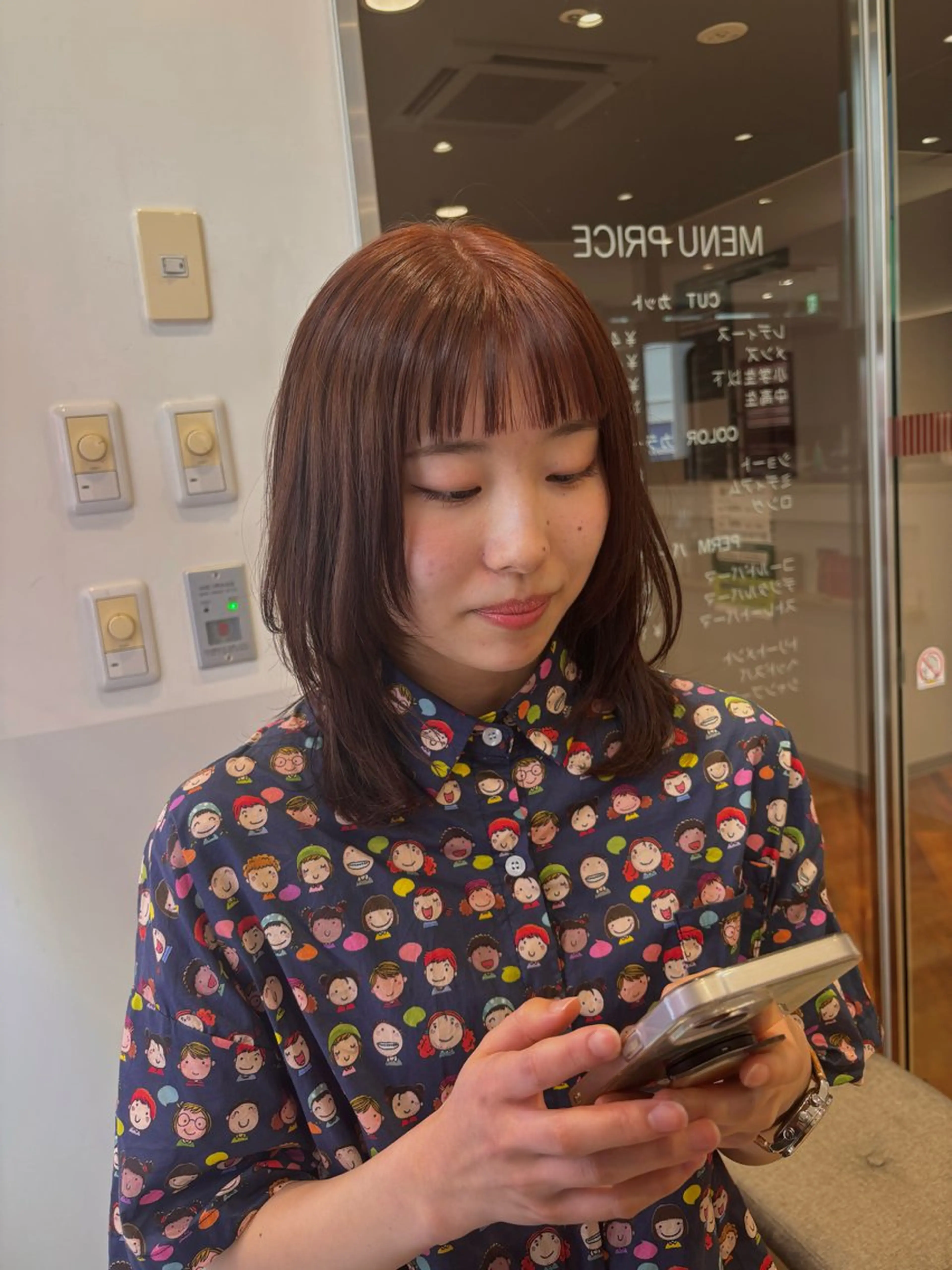 ミディアム カラー ブラウンカラー オレンジ オレンジブラウン レイヤーカット カット ヘアカラー STYLE エキシティ店所属・【似合わせパーマ】 STYLE 杉原　魁のヘアスタイル