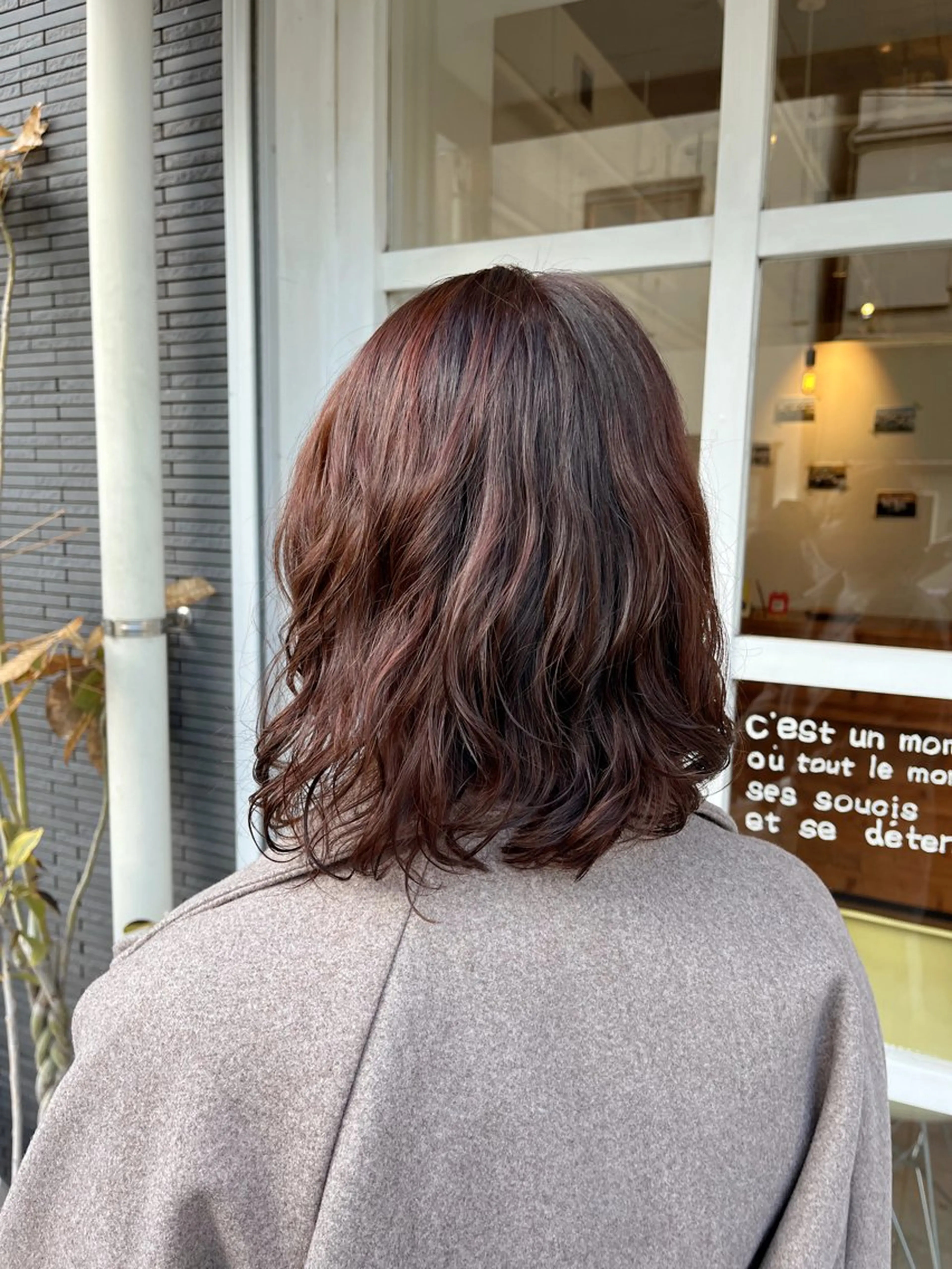 ミディアム カラー オレンジ ヘアカラー 大塚 陽彩のヘアスタイル