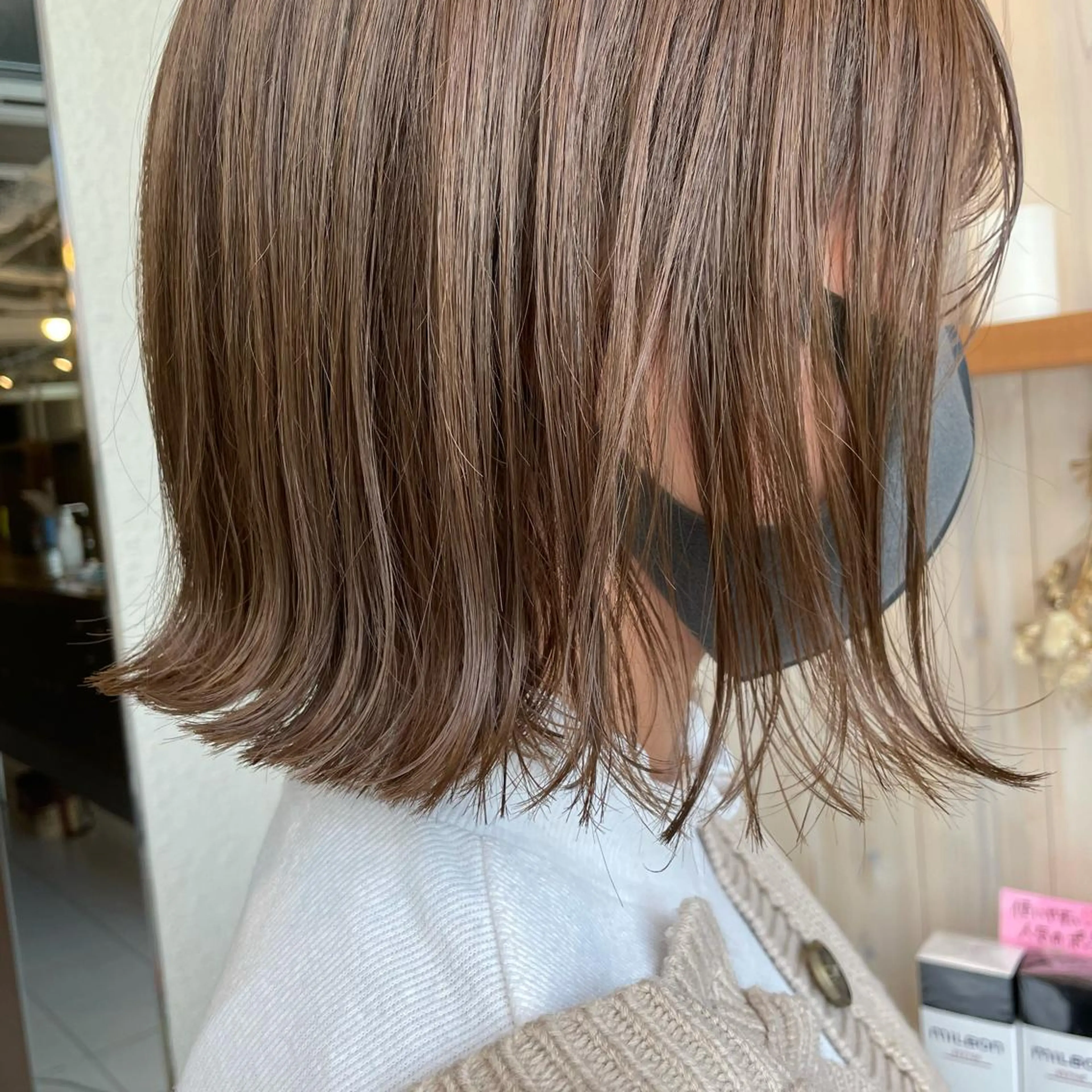 ミディアム カラー ベージュカラー ミルクティーベージュ ボブ 透明感カラー/ 寺田千雅子のヘアスタイル