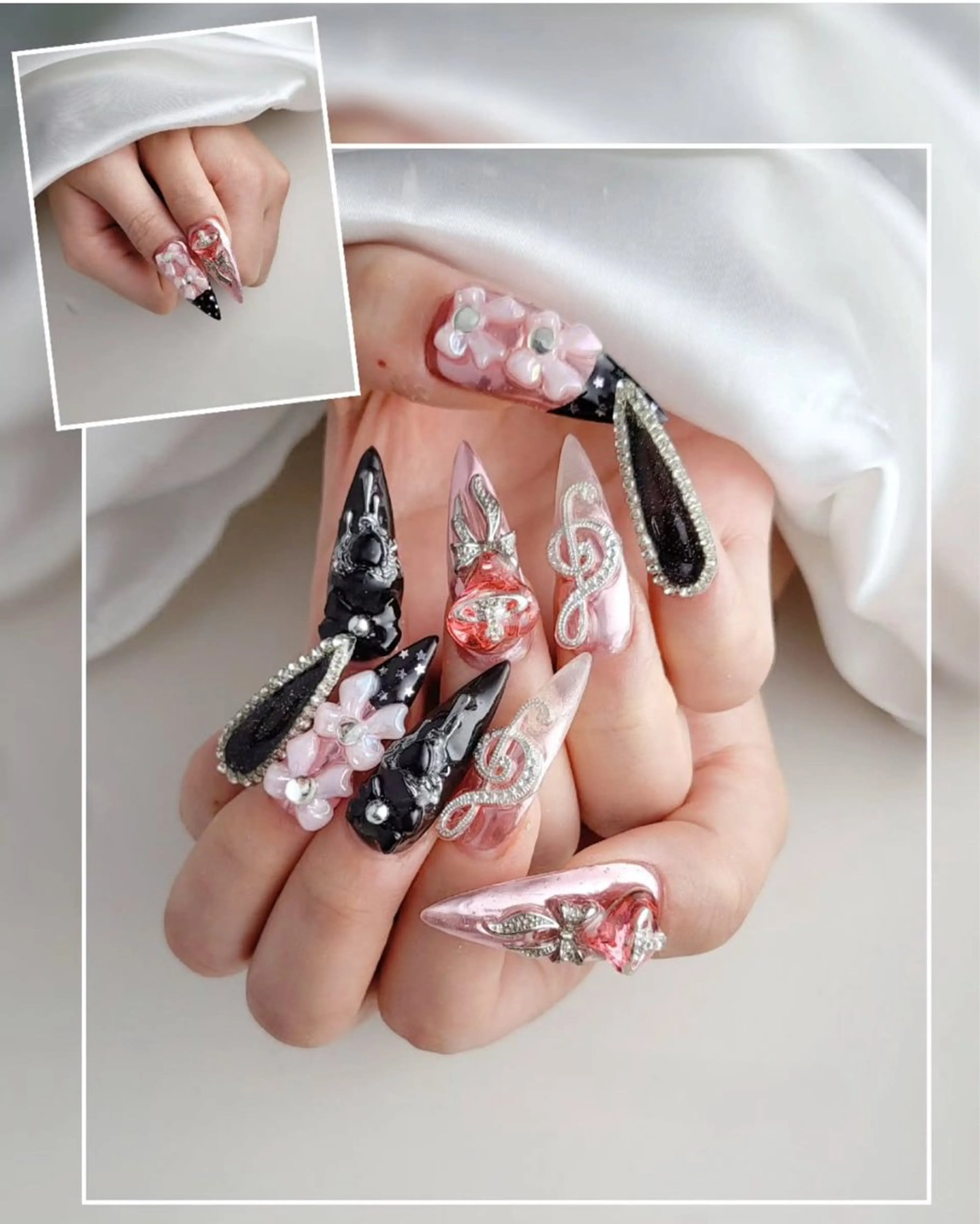 ネイル フラッシュネイル フレンチネイル グラデーション キラキラネイル 韓国ネイル ハンドネイル Lina nail所属・Lunaa 池袋のネイルデザイン