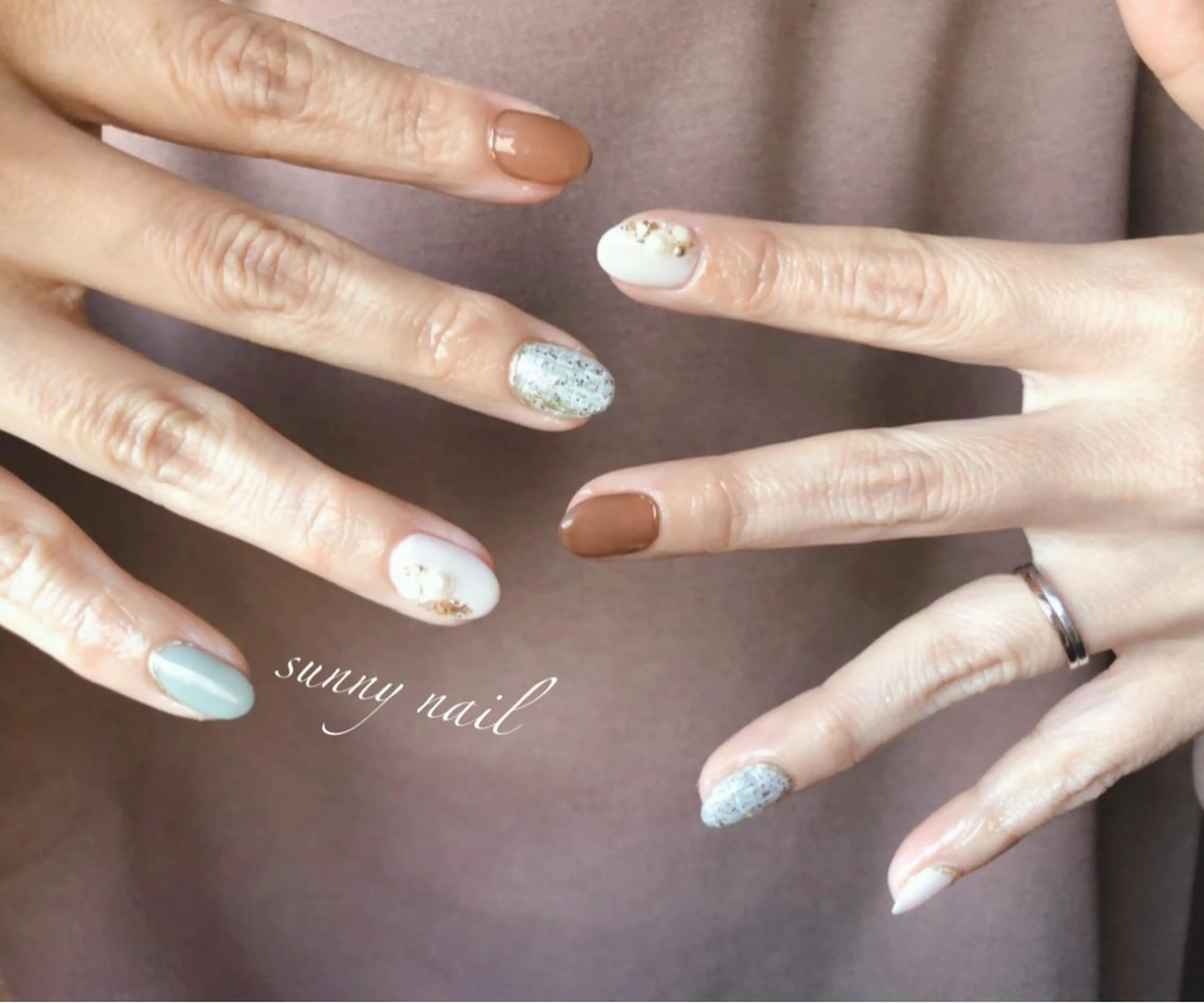 ネイル ピスタチオネイル ツイードネイル sunny nailのネイルデザイン