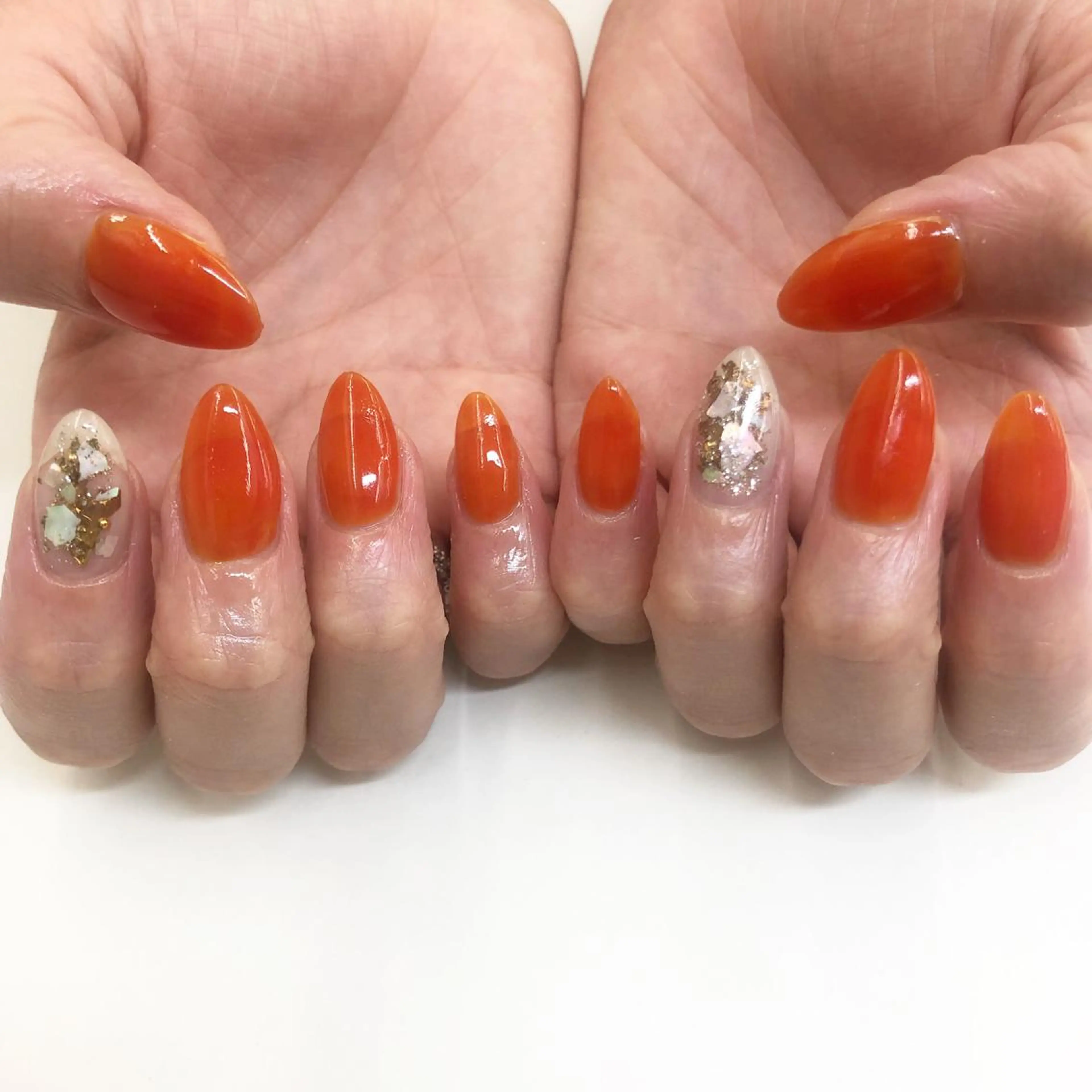 ネイル オレンジ 🎀AYAKO 🎀中韓ネイルのネイルデザイン