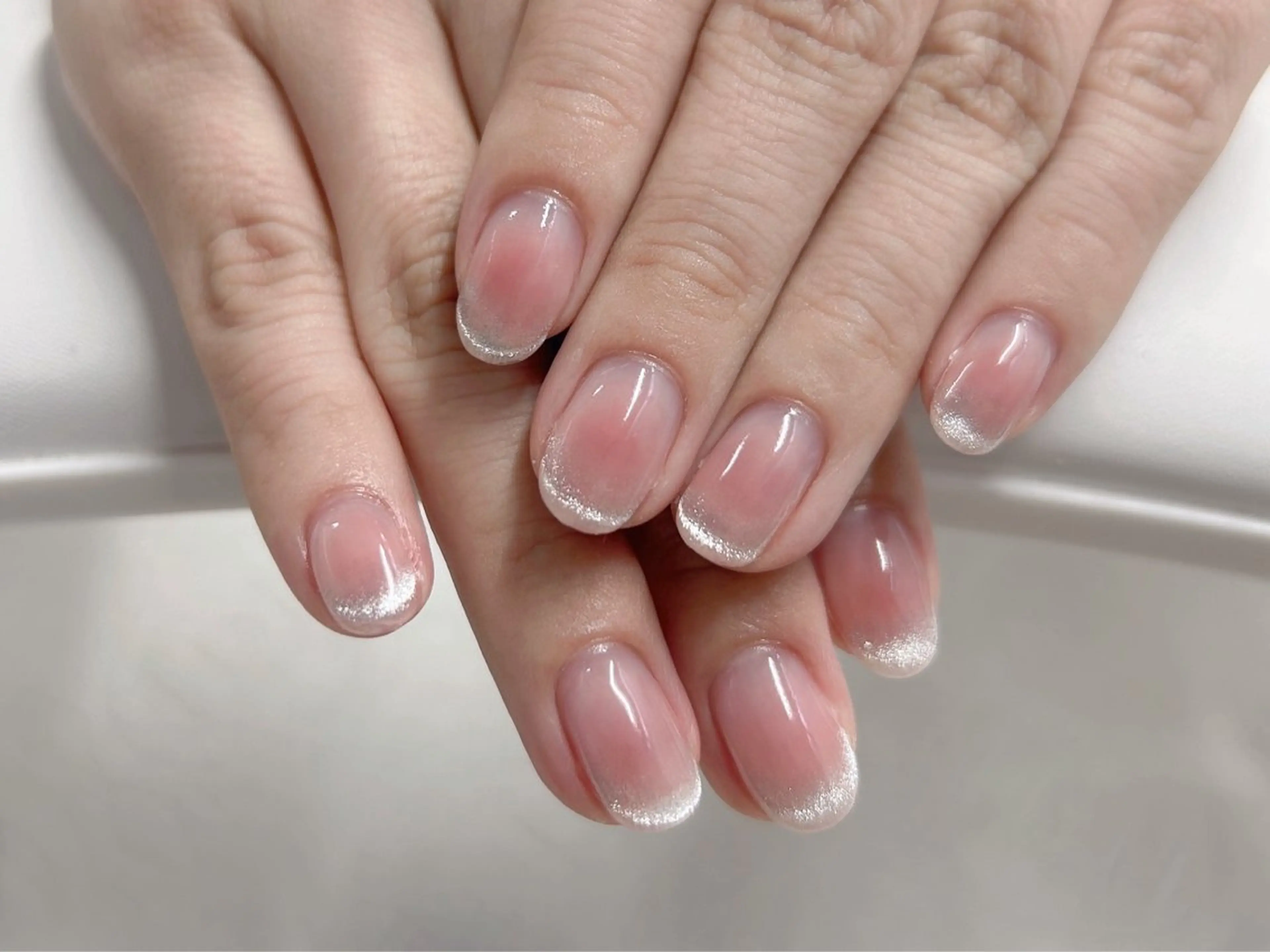 ネイル チークネイル 桜ネイル フレンチネイル ガーリー マグネットネイル ハンドネイル Forca total studio所属・Forca Airaのネイルデザイン