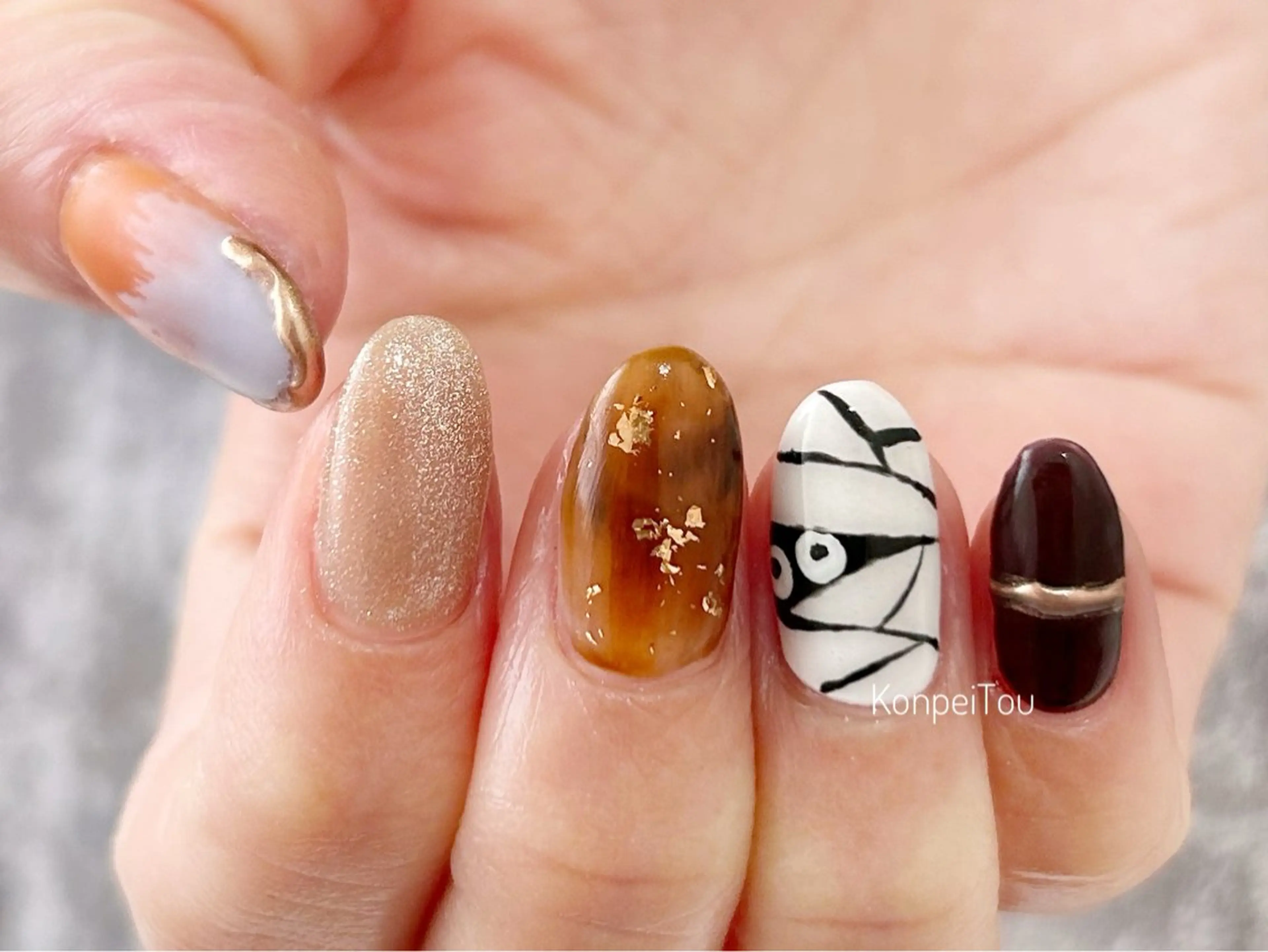ネイル ハロウィン ハンドネイル おうちのネイルサロン　konpeiTou〜こんぺいとう〜所属・おうちのネイルサロン KonpeiTouのネイルデザイン